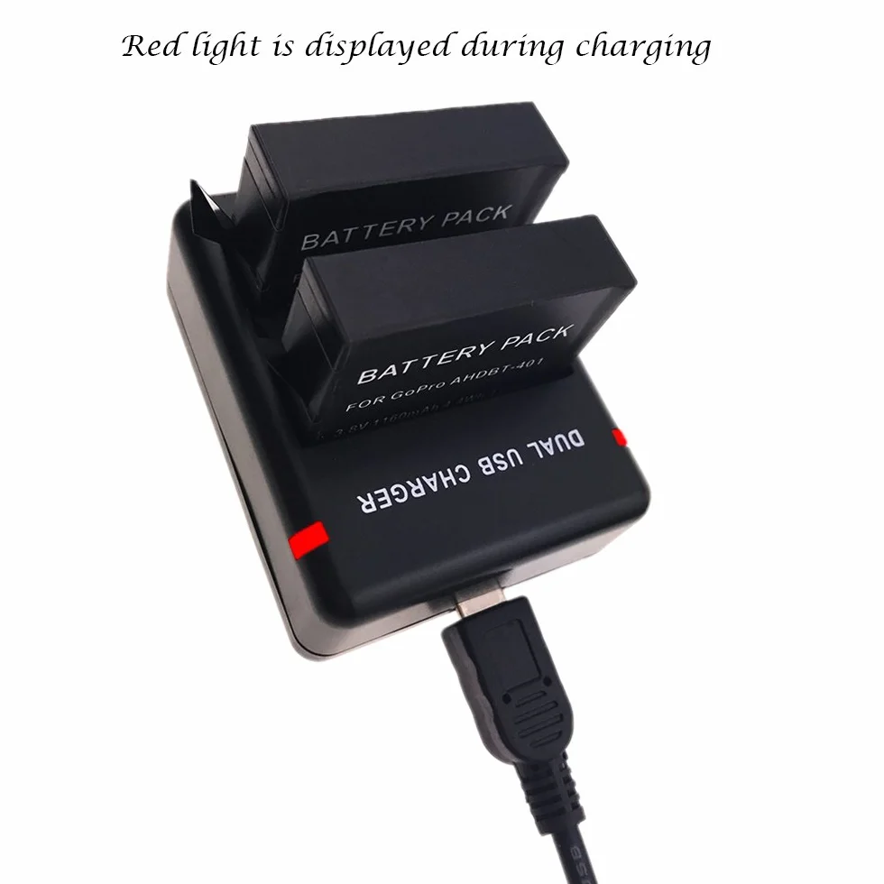 Suptig Bateria (2 sztuki) i ładowarka Daul do Gopro Hero 4 Black Gopro HEROR4 Silver i AHDBT-401