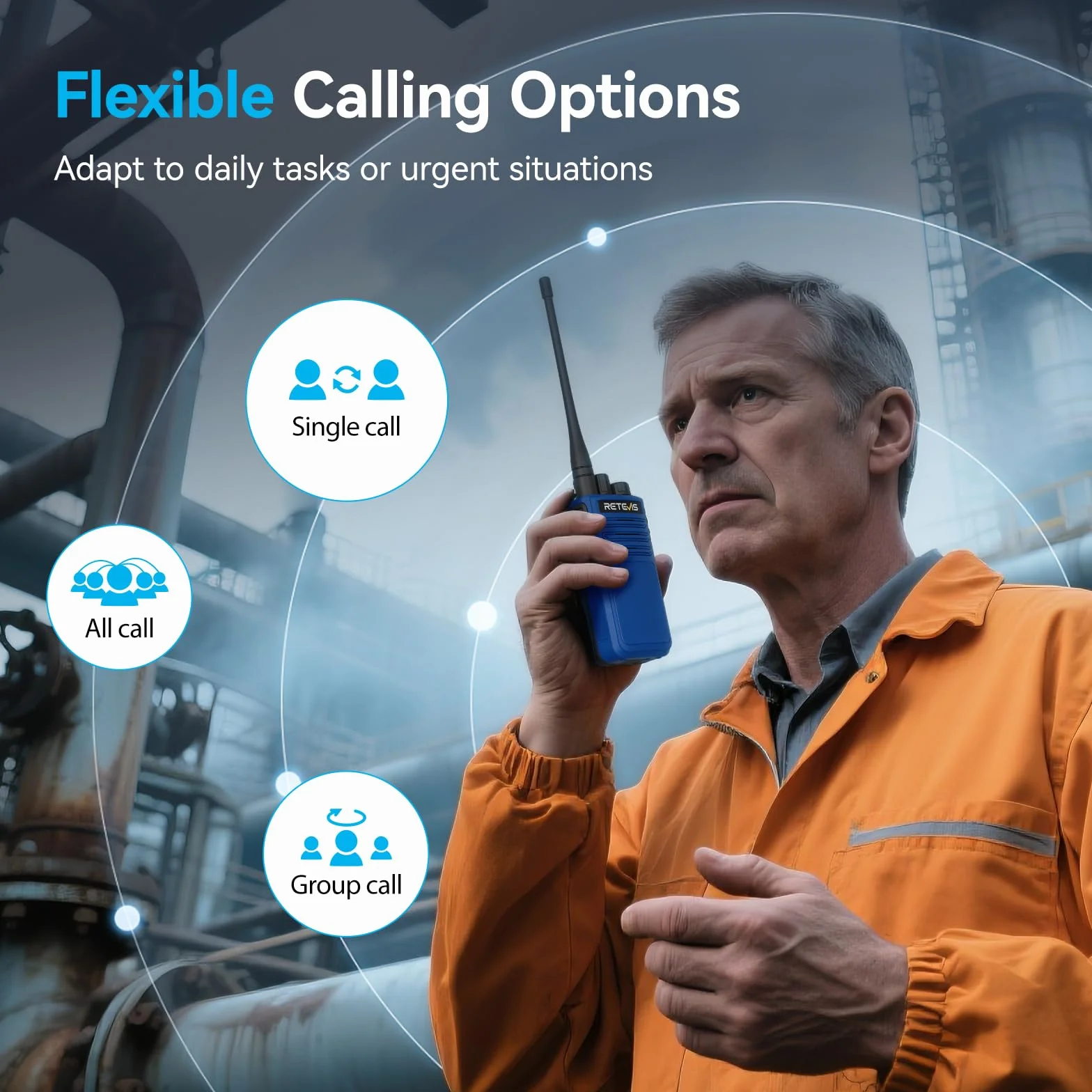 Retevis MateTalk E1 Przeciwwybuchowy Radiotelefon Dwukierunkowy, IP68 Wodoodporny z Alarmem Awaryjnym, ObsﾅＶguje Tryby Cyfrowe DMR i NXDN, 2450 mAh, Przeznaczone dla Rafinerii (Niebieski, 1 Szt.)
