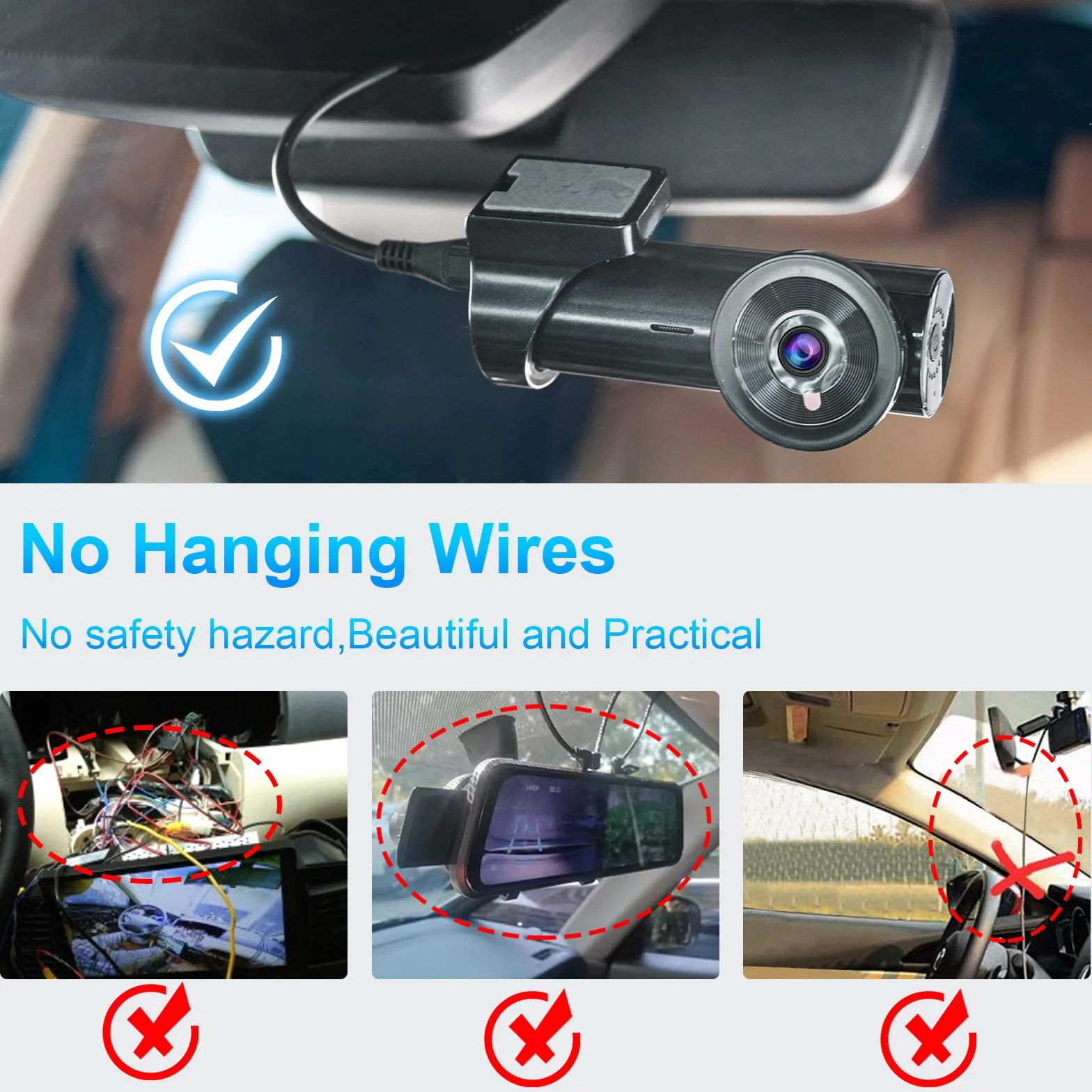 Dashcam Power Adapter 3 Pin (Model A) Custom for Volvo XC40 XC60 XC90 S60 V60 C40 and More,Hide The Wires, GPS Radar Mirror Camera Dash Cam Adapter Cable, Connects to Rearview Mirror (Hidden)