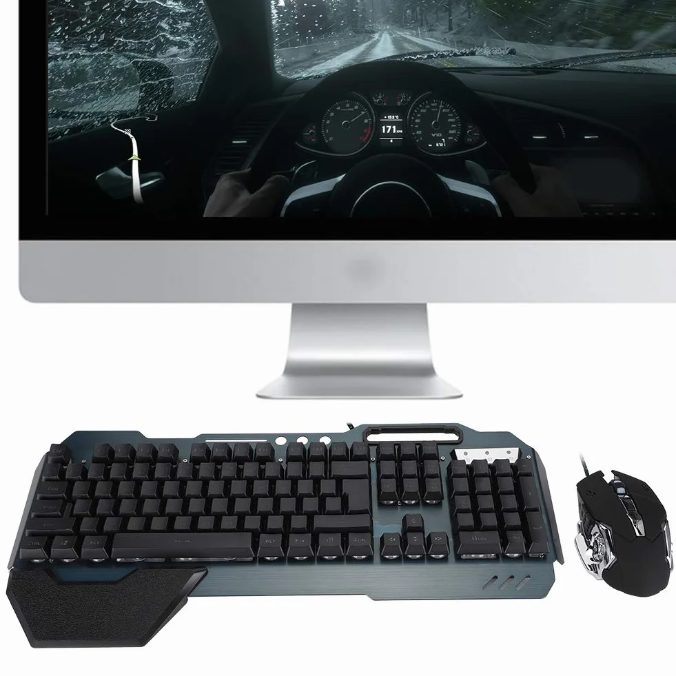 Przewodowa klawiatura, dwukolorowa klawiatura mechaniczna z wstrzykiwanymi klawiszami, komputer PC do zestawu do gier