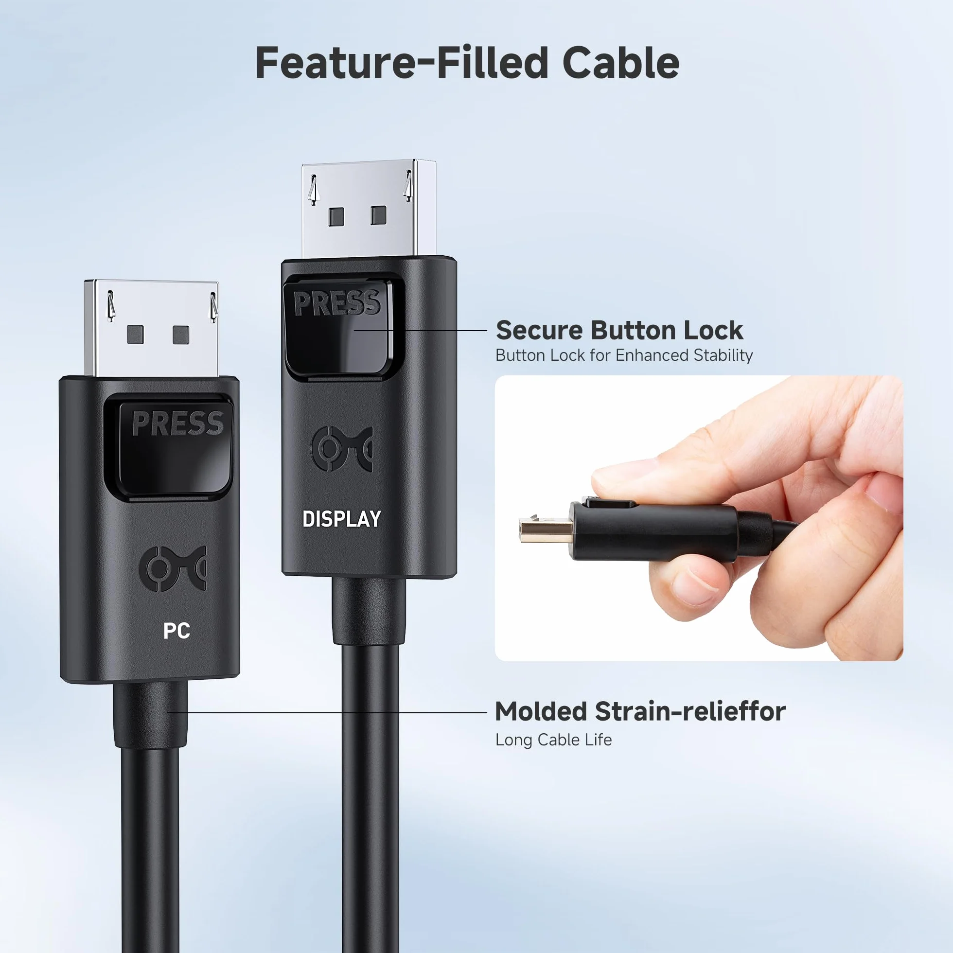 Cable Matters Aktywny Kabel DisplayPort 1.4 32,4 Gbps, 7,5 m | Jednokierunkowy, 8K@60Hz / 4K@240Hz, HDR, do monitora gamingowego i komputera PC z kartami graficznymi RTX/RX