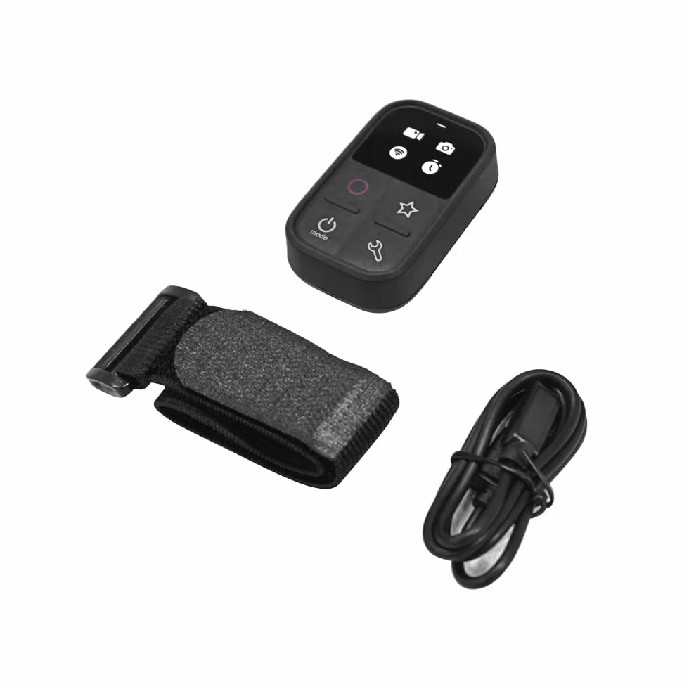 Andoer Bezprzewodowy inteligentny pilot, zamiennik do GoPro Hero 10/9/8/Max, LED, kolorowy ekran, wbudowany akumulator, zasięg 50 m, z uchwytem na drążek, pasek na rękę, kabel USB do ładowania