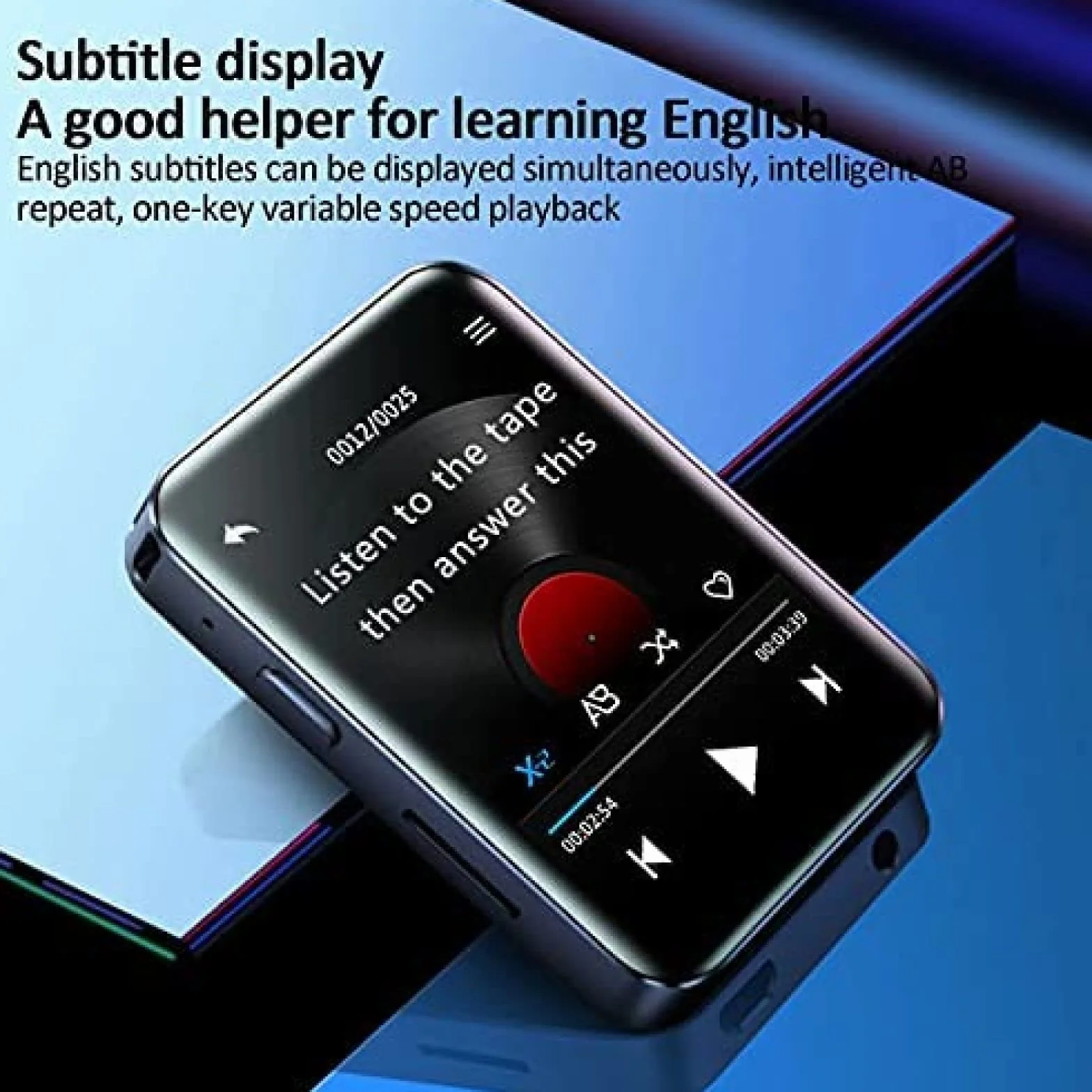 Przenośny odtwarzacz MP3/MP4 z Bluetooth 5.0 - odtwarzacz muzyczny do uruchamiania wbudowanego głośnika z ekranem HD 1,8", radiem FM, dyktafonem, czarny, 16 GB