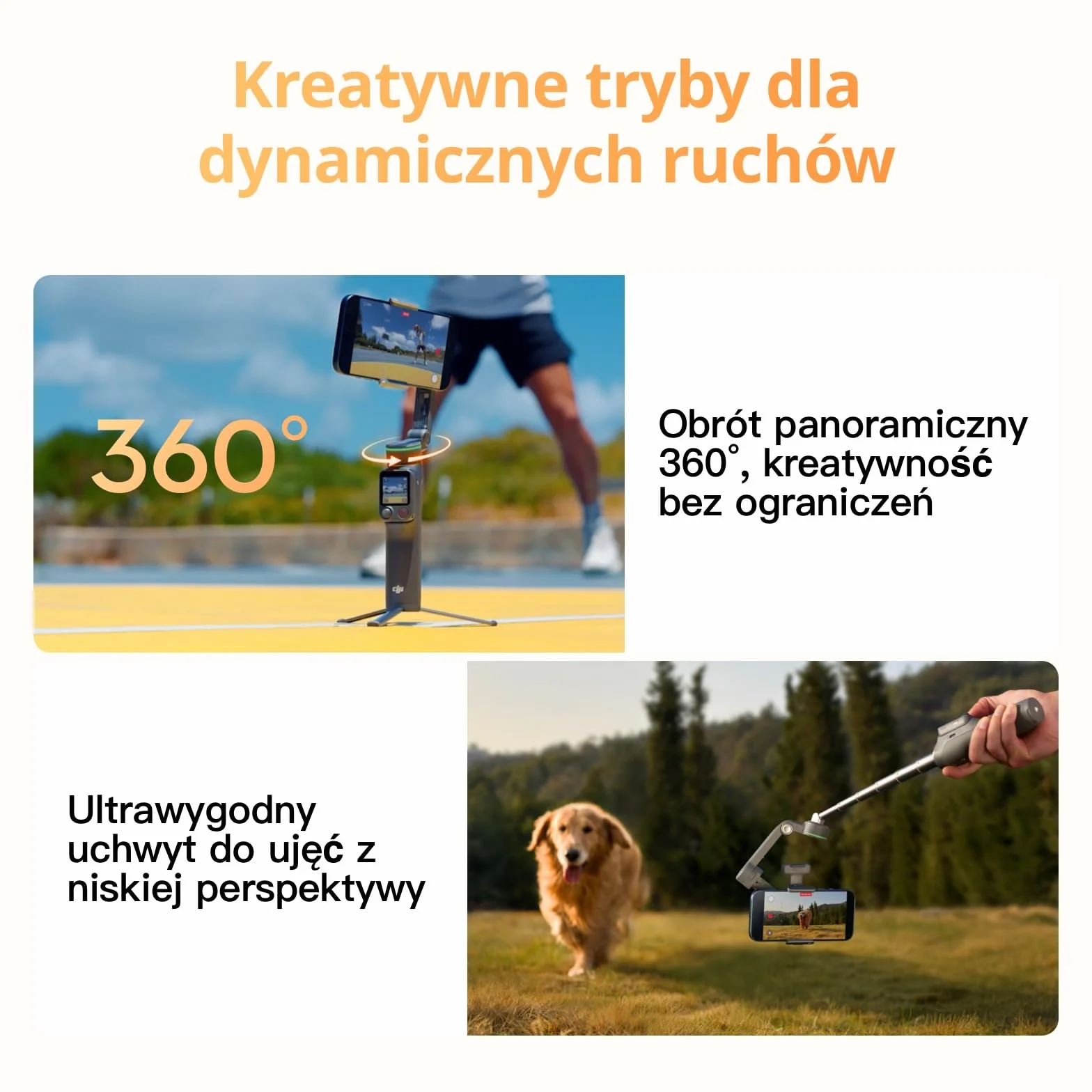 Osmo Mobile 8P+nadajnik Mic Mini 2, gimbal smartfon, mikrofon bezprzewodowy | Stabilizator do iPhone’a i Androida, szczegółowy dźwięk, DJI OsmoAudio, redukcja szumów, stabilizacja 3-osiowa