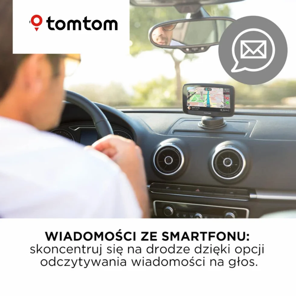 TomTom GO Essential 6 Nawigacja GPS z ekranem 5 cali, (tryb głośnomówiący, Siri, Google Now, Wi-Fi, TomTom Traffic przez smartfon, wiadomościami ze smartfonu)