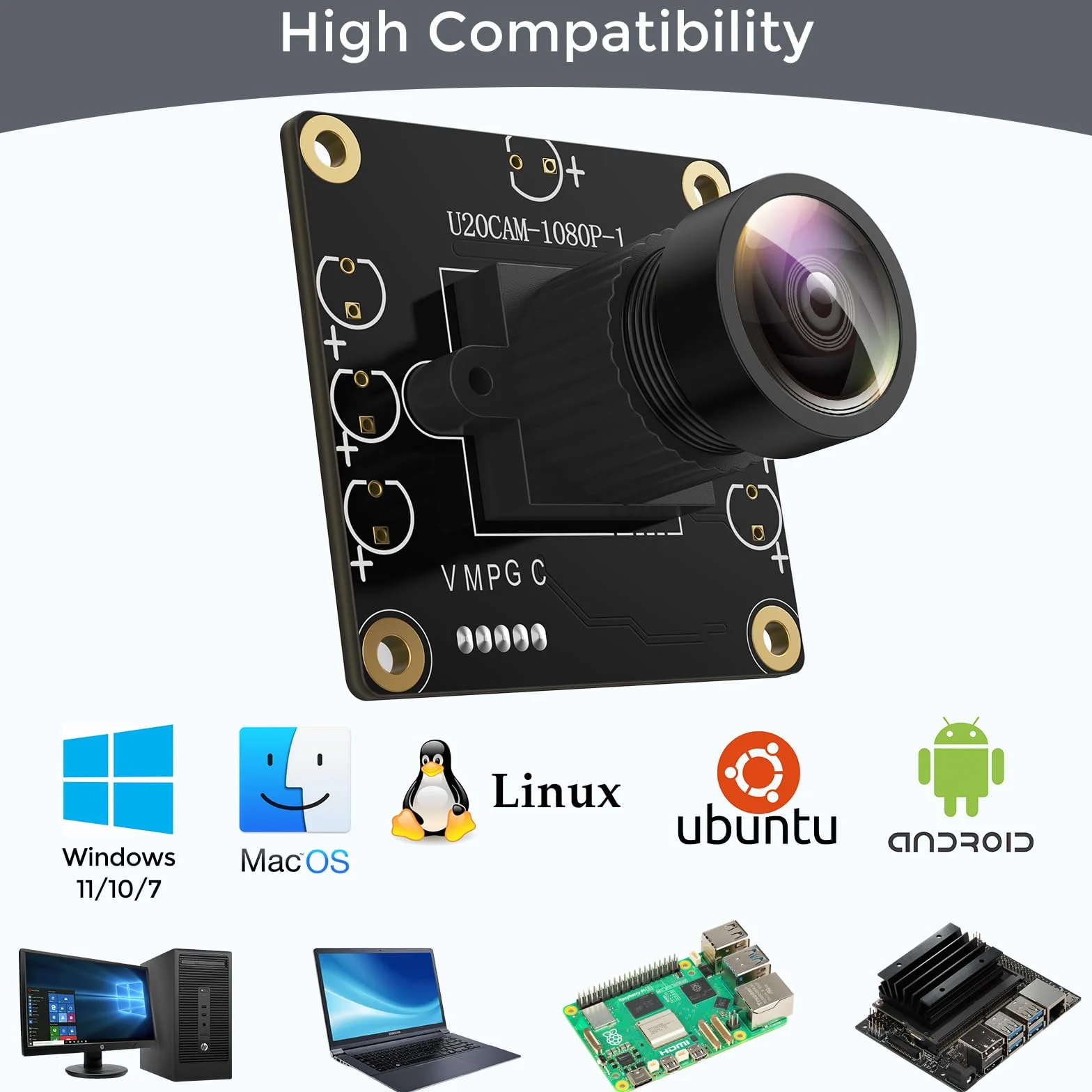 InnoMaker Kamera USB 2.0 1080P UVC 130° szerokokątna Plug & Play dla PC Raspberry Pi
