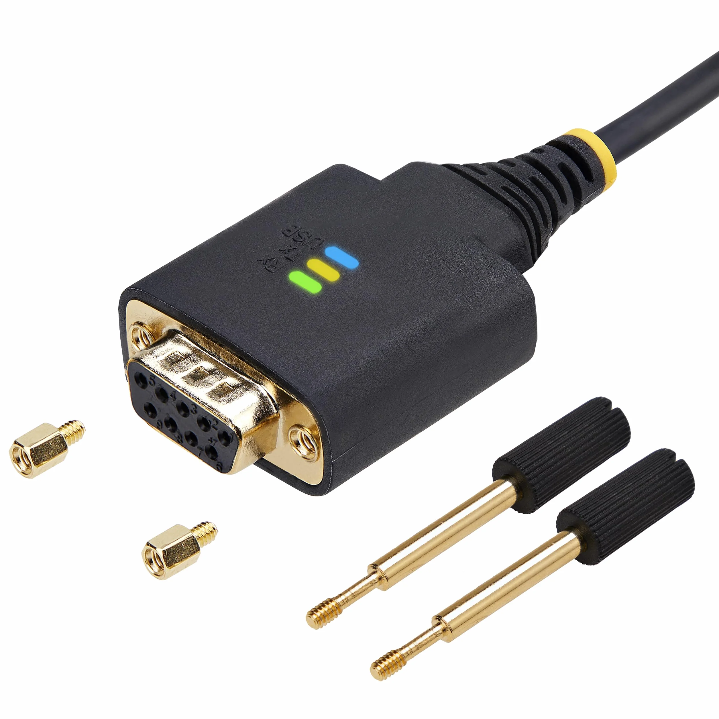 StarTech.com 2 m kabel adaptera szeregowego modemu USB na zerowy, przechowywanie COM, FTDI, USB-A do RS232, wymienne śruby/nakrętki DB9