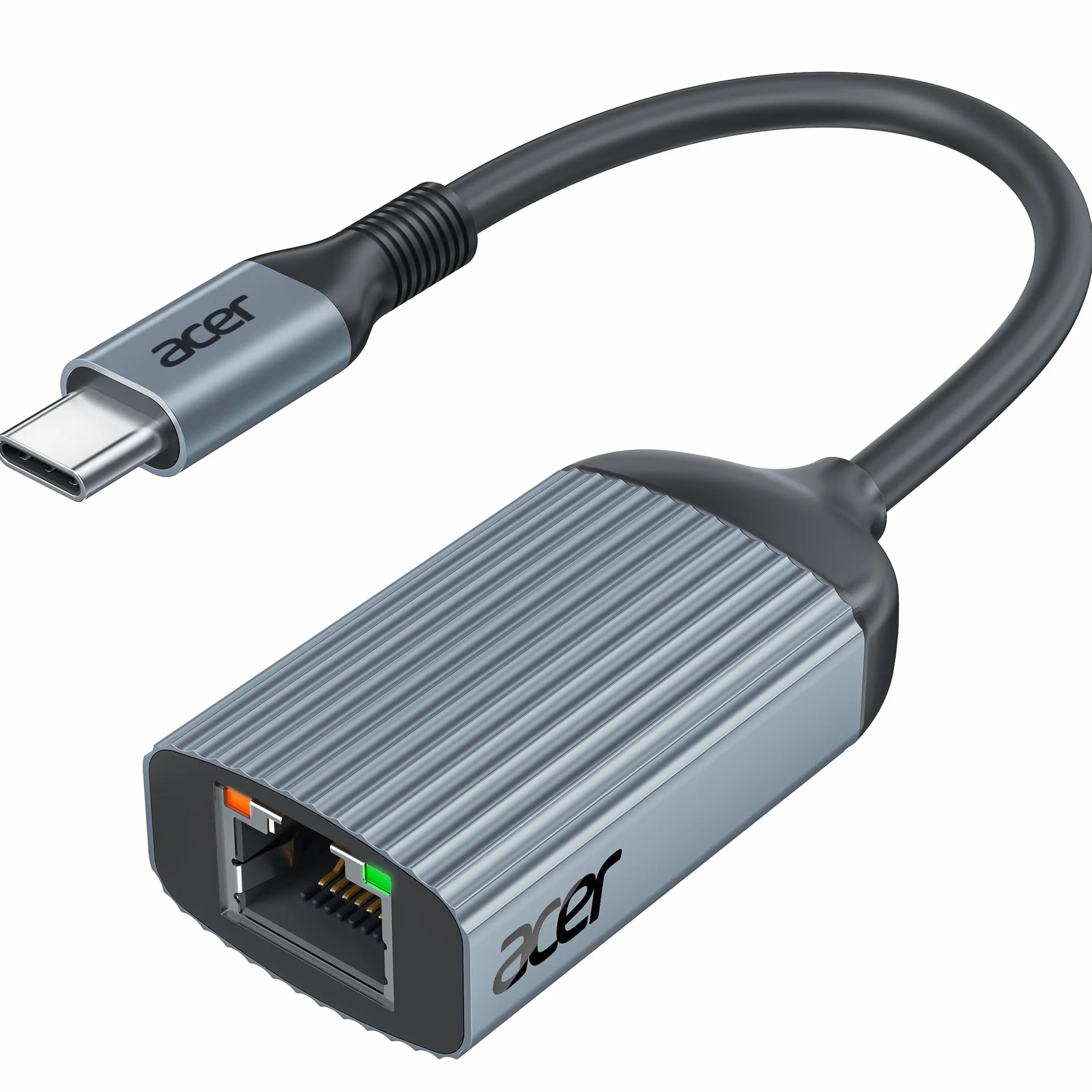 acer Przejściówka USB C na Ethernet, Przejściówka RJ45 na USB Type-C Ethernet bez sterowników, aluminiowa przejściówka LAN 1Gbps do MacBooka Pro/Air, iPada Pro, iPhone'a 16 Pro/Max, Dell XPS (Szara)