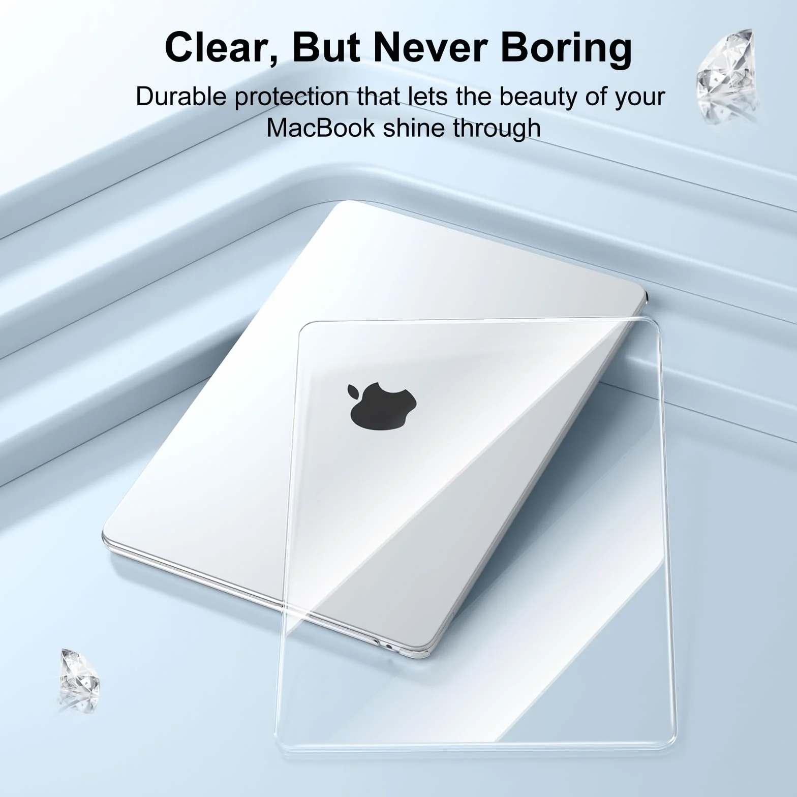Etui Kompatybilne z MacBook Air 13.6 M4 M3 M2 2025 2024 2022 A3240 A3113 A2681, Plastikowa Obudowa Ochronna i Ultracienka Osłona Klawiatury TPU w Wersji EU, Przezroczysty