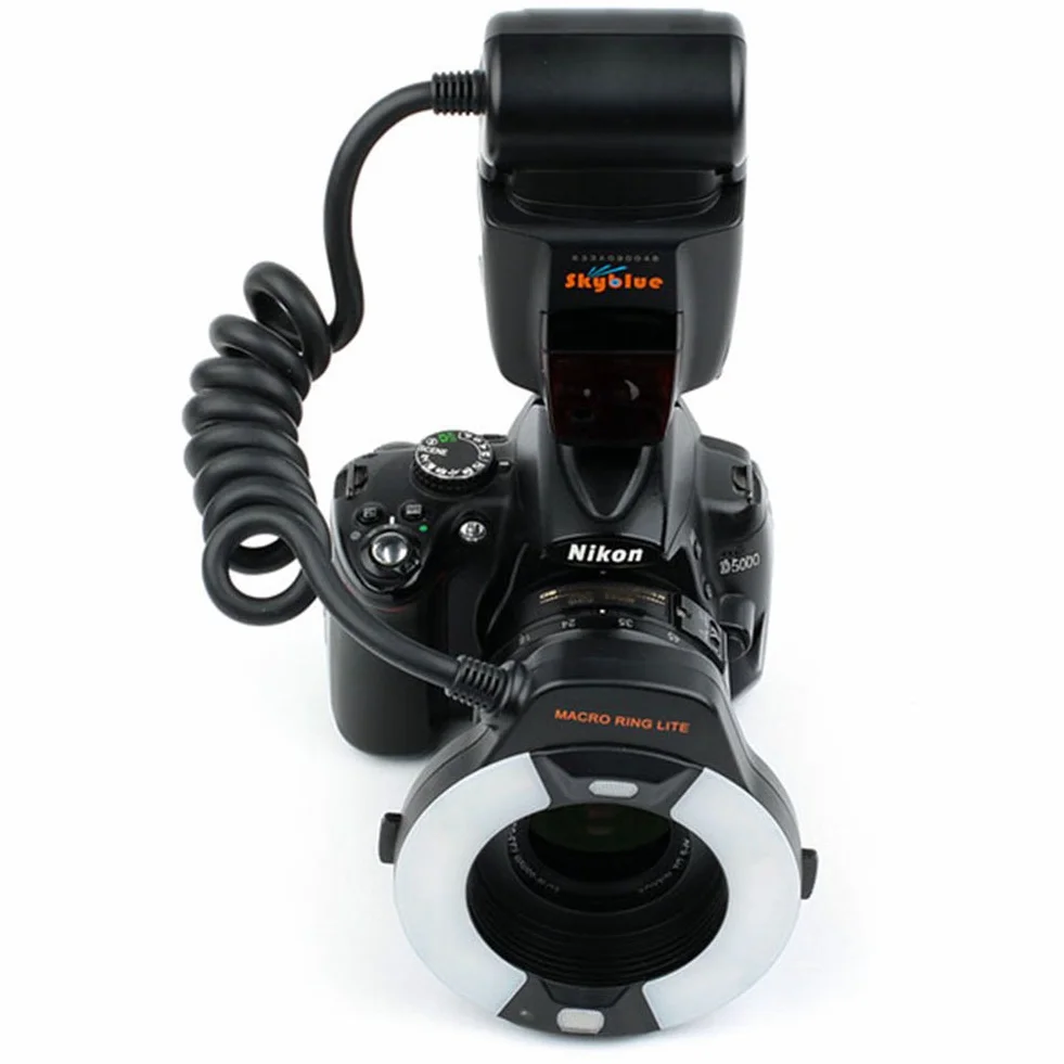 Meike MK-14EXT iTTL TTL LED makro ring lampa błyskowa do aparatu Nikon D4 D800 D5200 D7100 DSLR z mocowaniem na gorącą stopkę