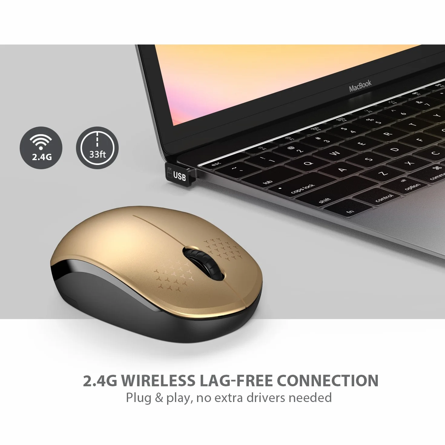seenda - Mysz bezprzewodowa, 2,4 GHz, cicha, z odbiornikiem USB, do komputera, laptopa, kompatybilna z Windows, Mac, Linux
