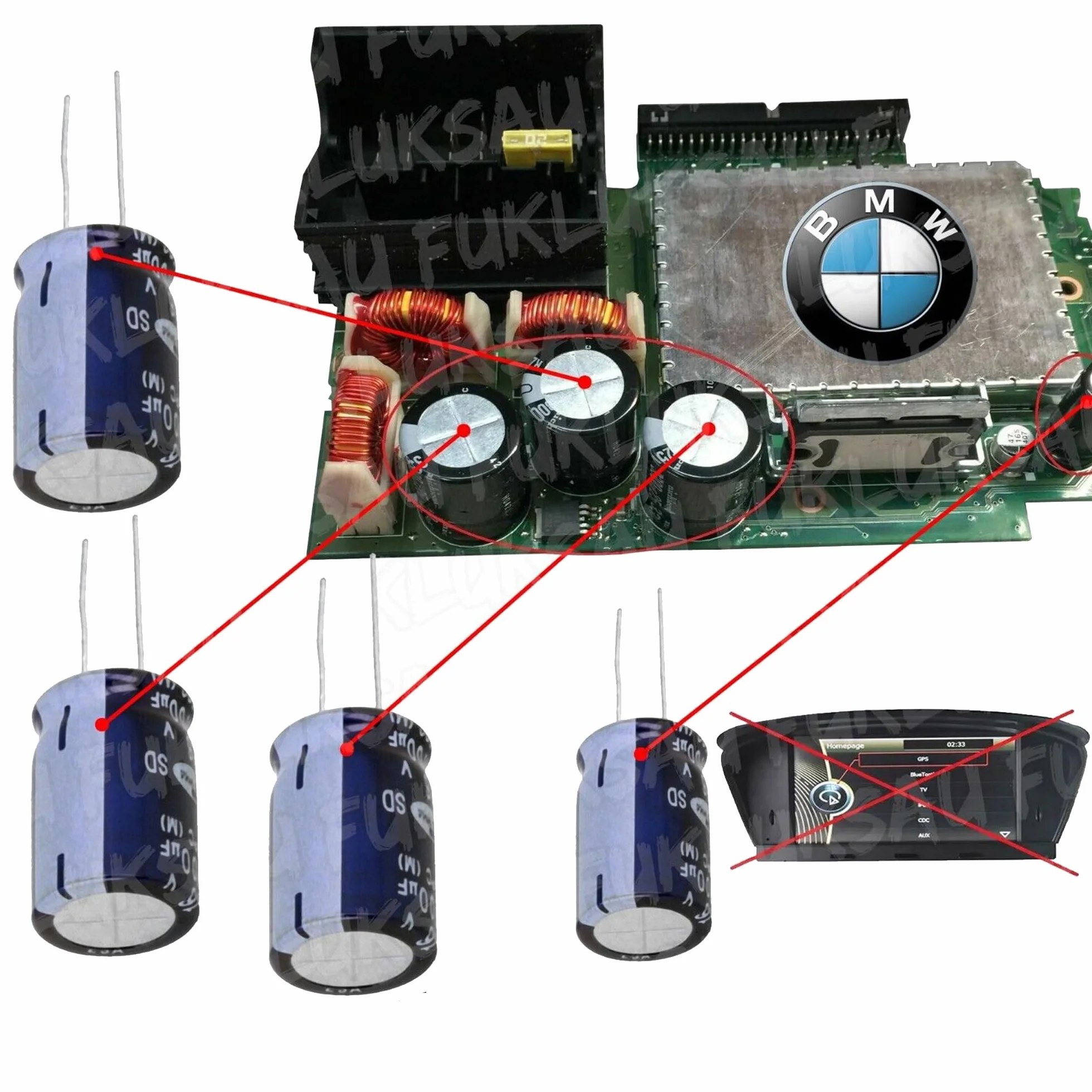 ZESTAW NAPRAWCZY Moduł obudowy CCC CIC M-Ask NAVI GPS kompatybilny zamiennik BMW Series 3 E90 E91 E93 | SERIA 5 E60 E61 | SERIA 6 E63 E64 | SERIA 7 E65 E66 E67 | SERIA 7 E65 E66 | X5 E; 70 | X6 E71