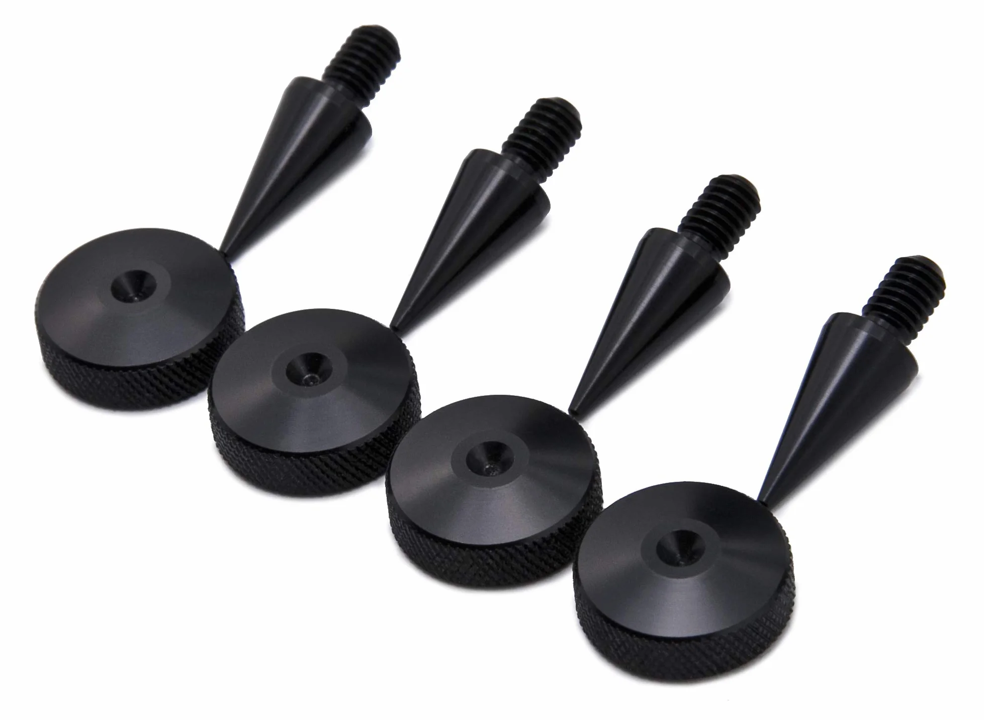PrecisionGeek - Kolce Głośnikowe M6 x 10mm L-20mm, Aluminium Czarne (4 sztuki)