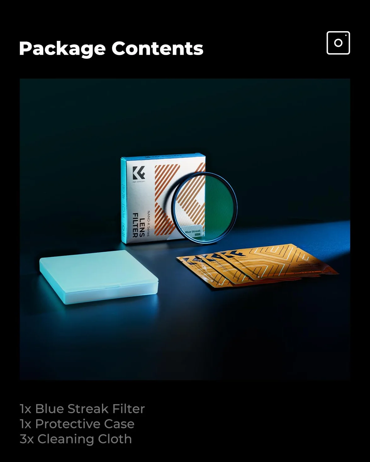 K&F CONCEPT Filtr niebieskich smug, filtr anamorficzny z efektem obiektywu, ultracienkie szkło optyczne, wielowarstwowe, do aparatu DSLR Cinematice Video (seria Nano-K)
