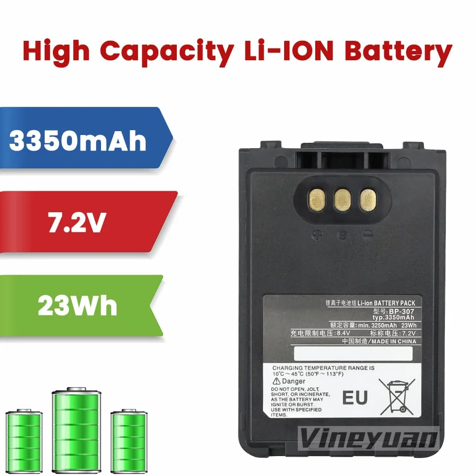 7,2 V 3350 mAh BP-307 akumulator litowo-jonowy o dużej pojemności do ICOM IC-705, ID-31E, ID-51E, ID-52E, IP-100H, IP-501H, IP-503H dwukierunkowe radia