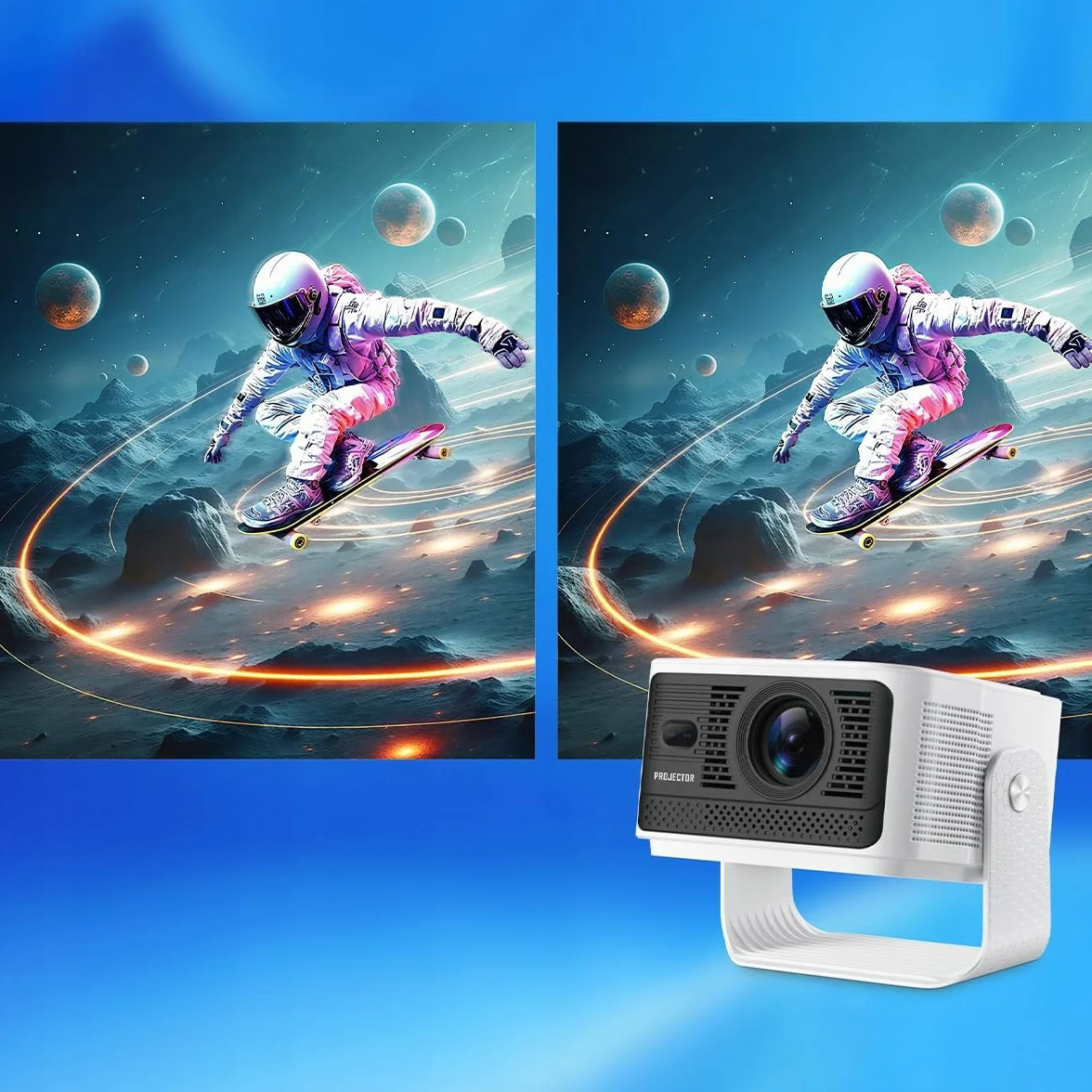 CIRON HY350 MAX GTV Przenośny Projektor Rzutnik Multimedialny do Oglądania Filmów w Domu Pracy Google TV WiFi Bluetooth Obrót o 180 stopni 500 ANSI Full HD 1080p 8K HDR10+ Korekcja Trapezowa
