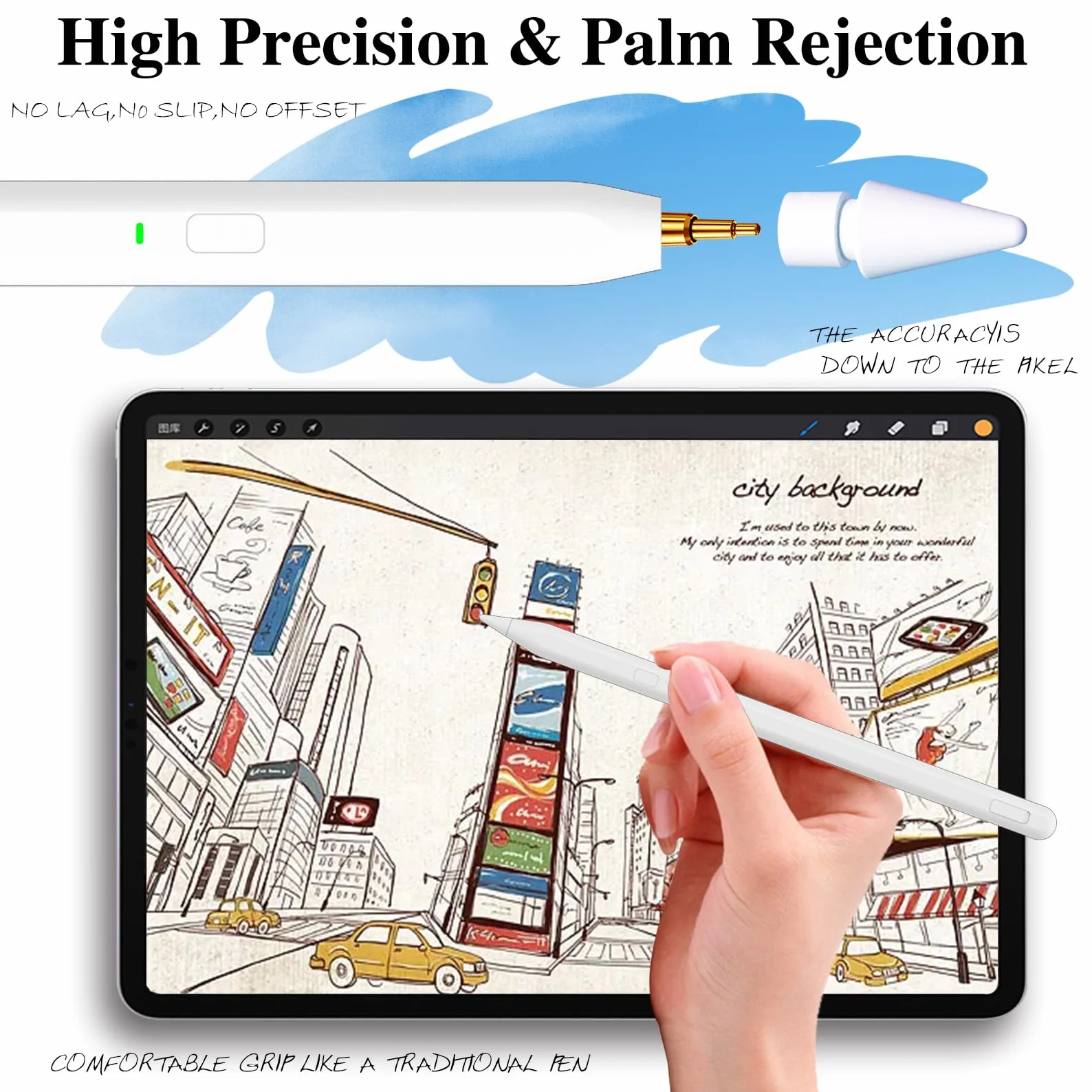 Rysik do iPad 9th i 10th Generacji,Długopis Milikilo z Uchwytem na Ołówki, Odrzucenie Dłoni,do Air11 i Air 13" (M2/M3),iPada Pro 12.9 i 11 (M4),iPads 6th-11th,Rysik do iPad 2018-2025 (White)