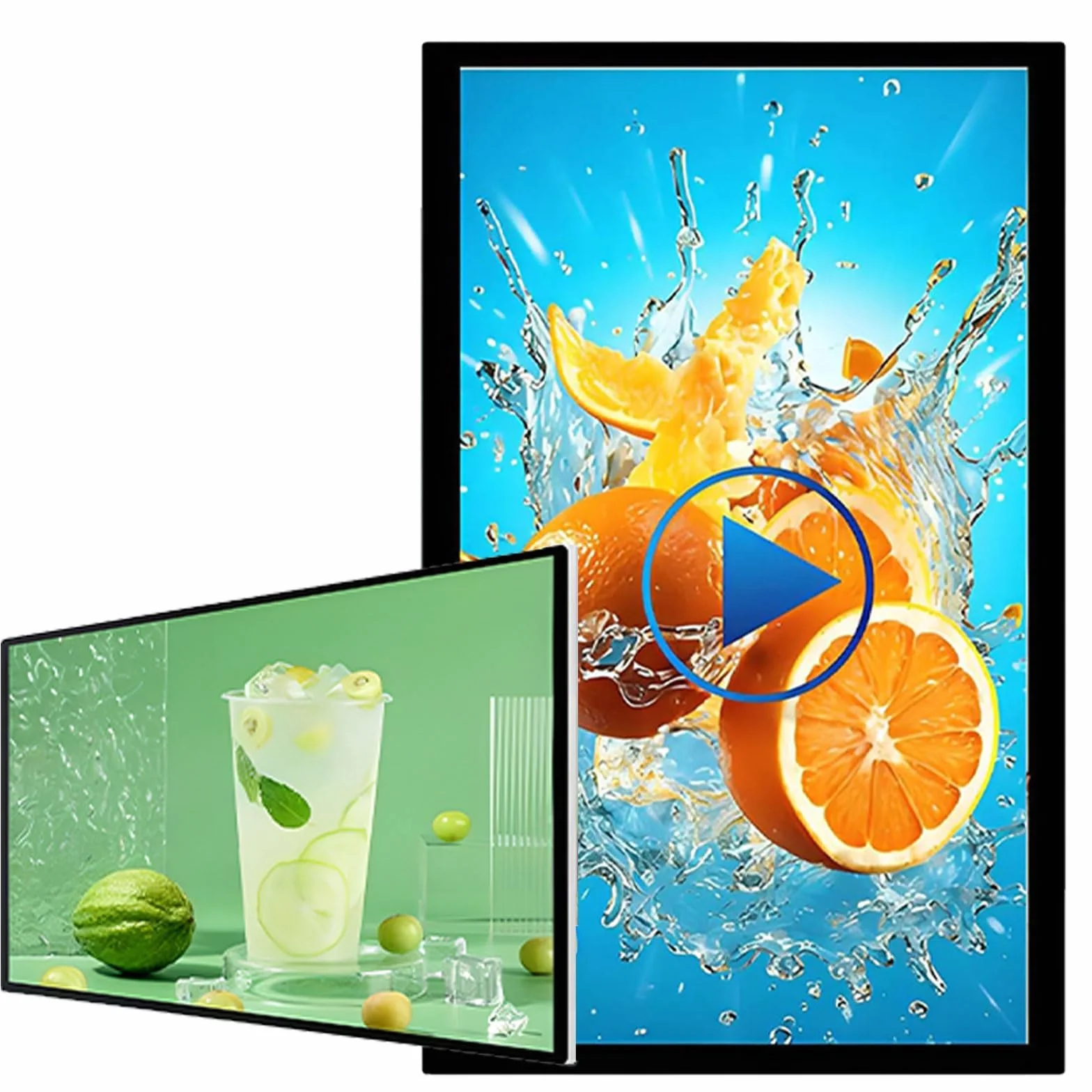 Ścienny Wyświetlacz Digital Signage, Kiosk Reklamowy Android 1080P HD z WiFi/HDMI/USB - Przełączanie Poziome & Pionowe, Inteligentny Odtwarzacz Multimedialny z Podzielonym Ekranem dla Firm 21.5inch