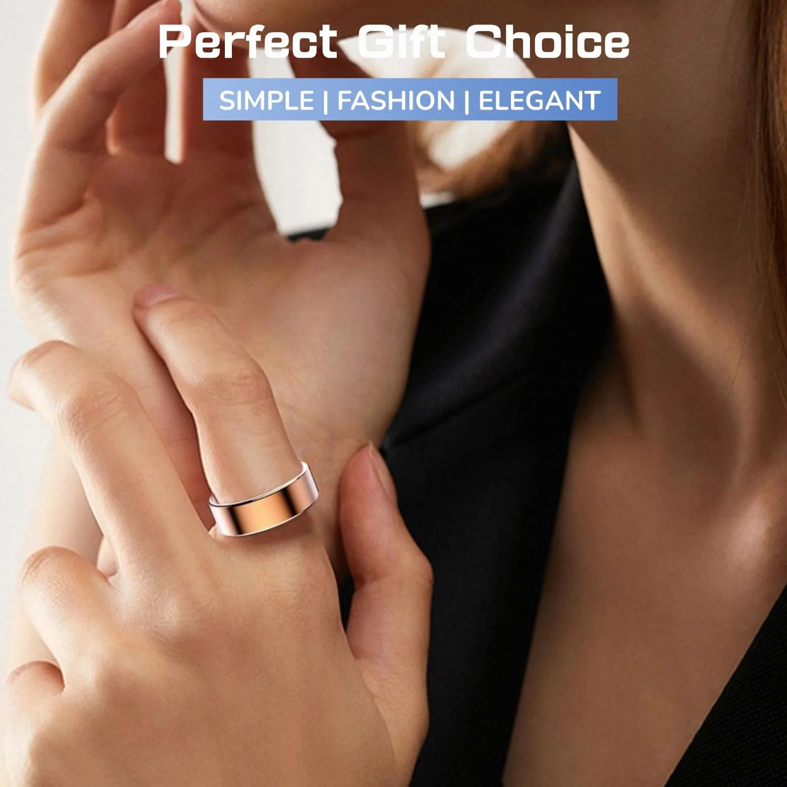 Inteligentny pierścień Monitorujący Zdrowie, Anillo Inteligente para Hombre, Wodoodporne Pierścienie Zdrowotne dla Kobiet i Mężczyzn, 7-dniowy Czas Pracy Baterii Monitor (nr 9)