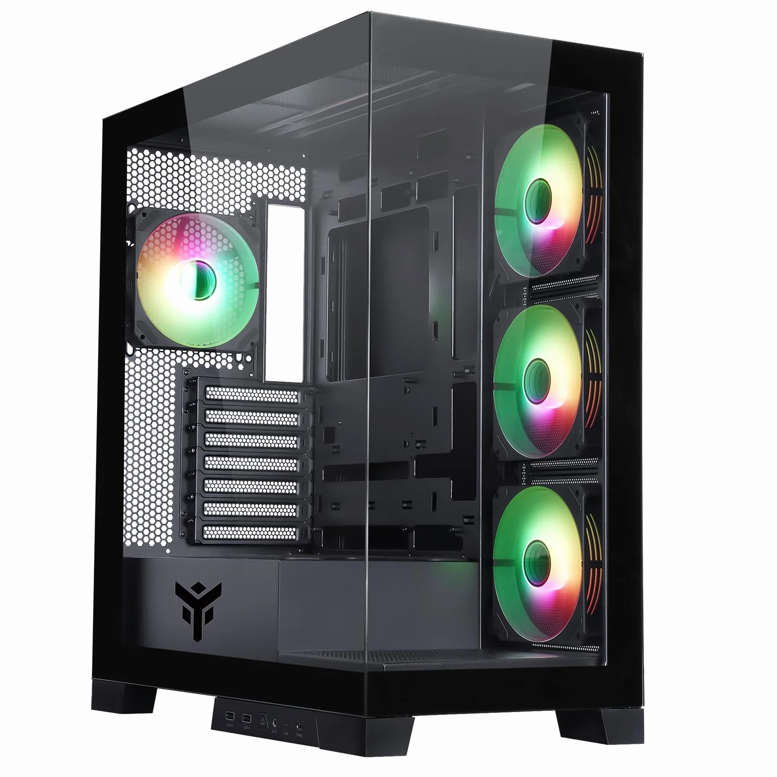 Itek Case SHOWBUI 45B - Gaming Tower, ATX, 4x12cm ARGB wentylator, 2xUSB3, Type-C, Side & Front Panel Temp Glass