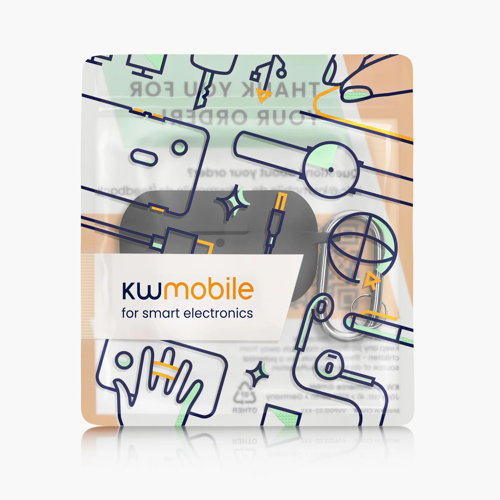 kwmobile Silikonowe etui kompatybilne z Technics EAH-AZ100 – etui przyklejana skóra z klipsem – czarna
