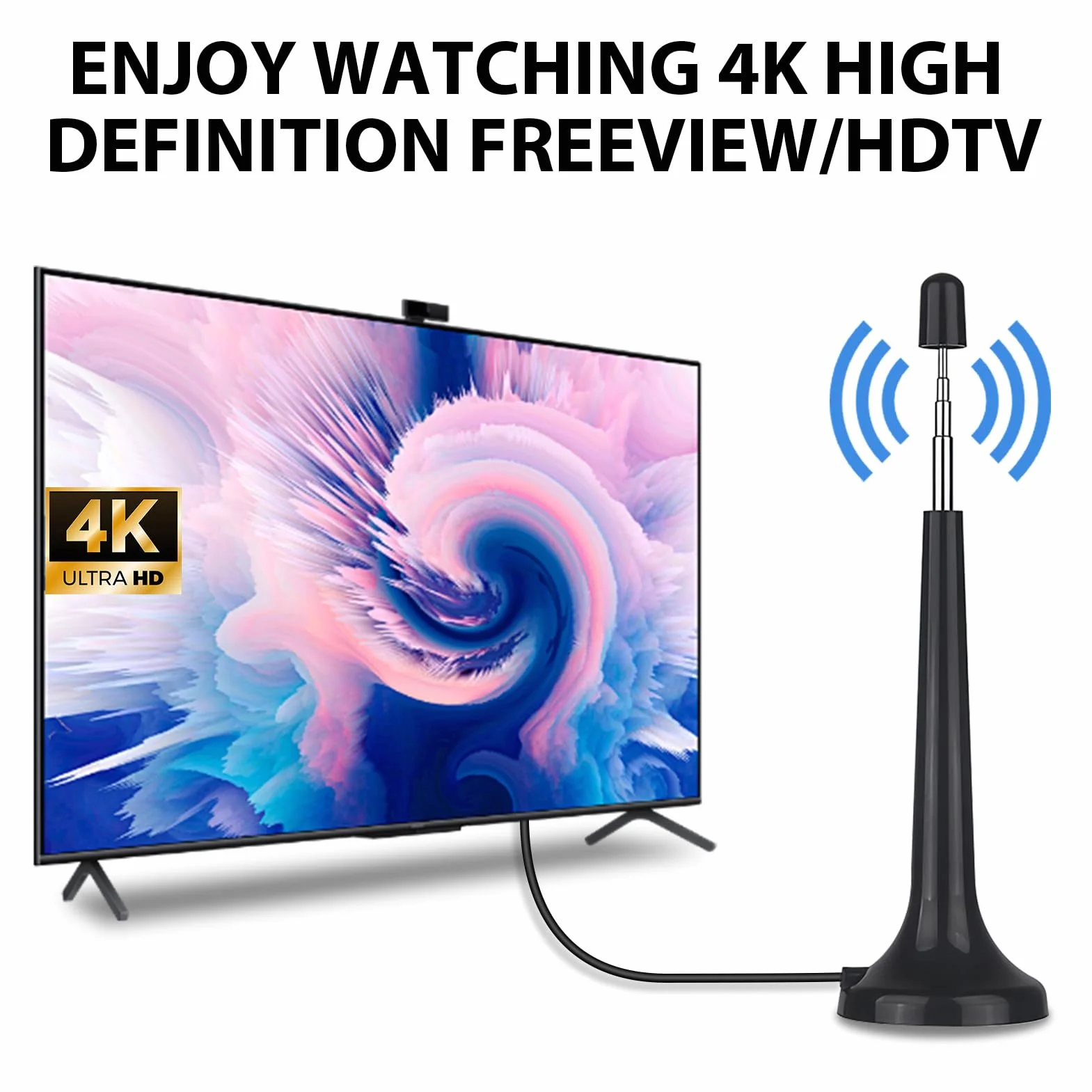 Antena FM DAB Radio - Uniwersalna Antena Pokojowa z Podstawą Magnetyczną i Przedłużaczem 3 m, Nadaje Się do Domowego Odbiornika Stereo AV i Kina Domowego