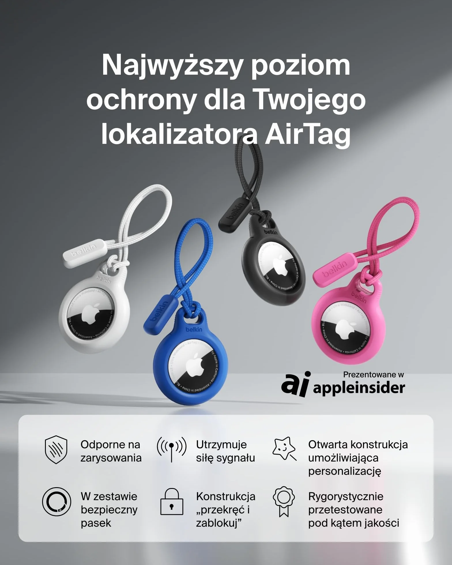 Belkin Airtag Etui, Czarny, 15,7 x 3,71 x 0,86 cm