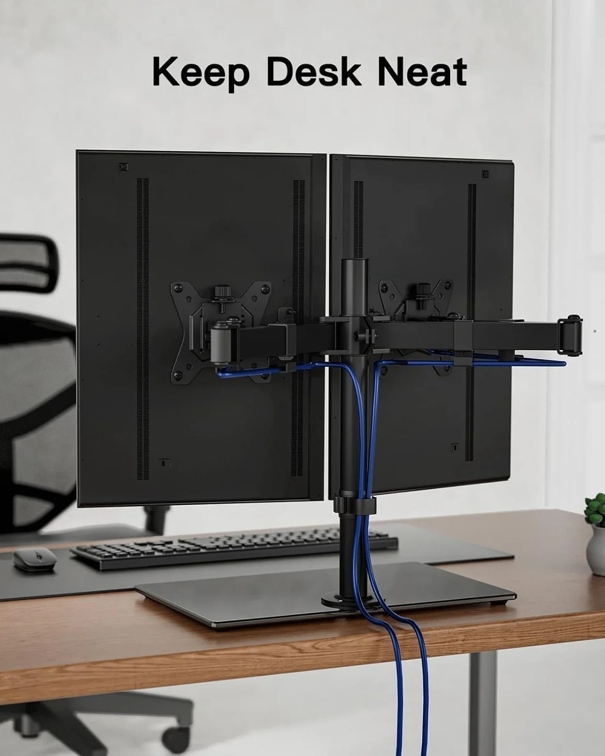 ErGear Uchwyt na podwójny ekran PC dla 13"- 32" z solidną konstrukcją Płynny Ruch Stojak na ekran Pochylenie ±45° 180° Obrót 360° Maksymalna waga 8 kg