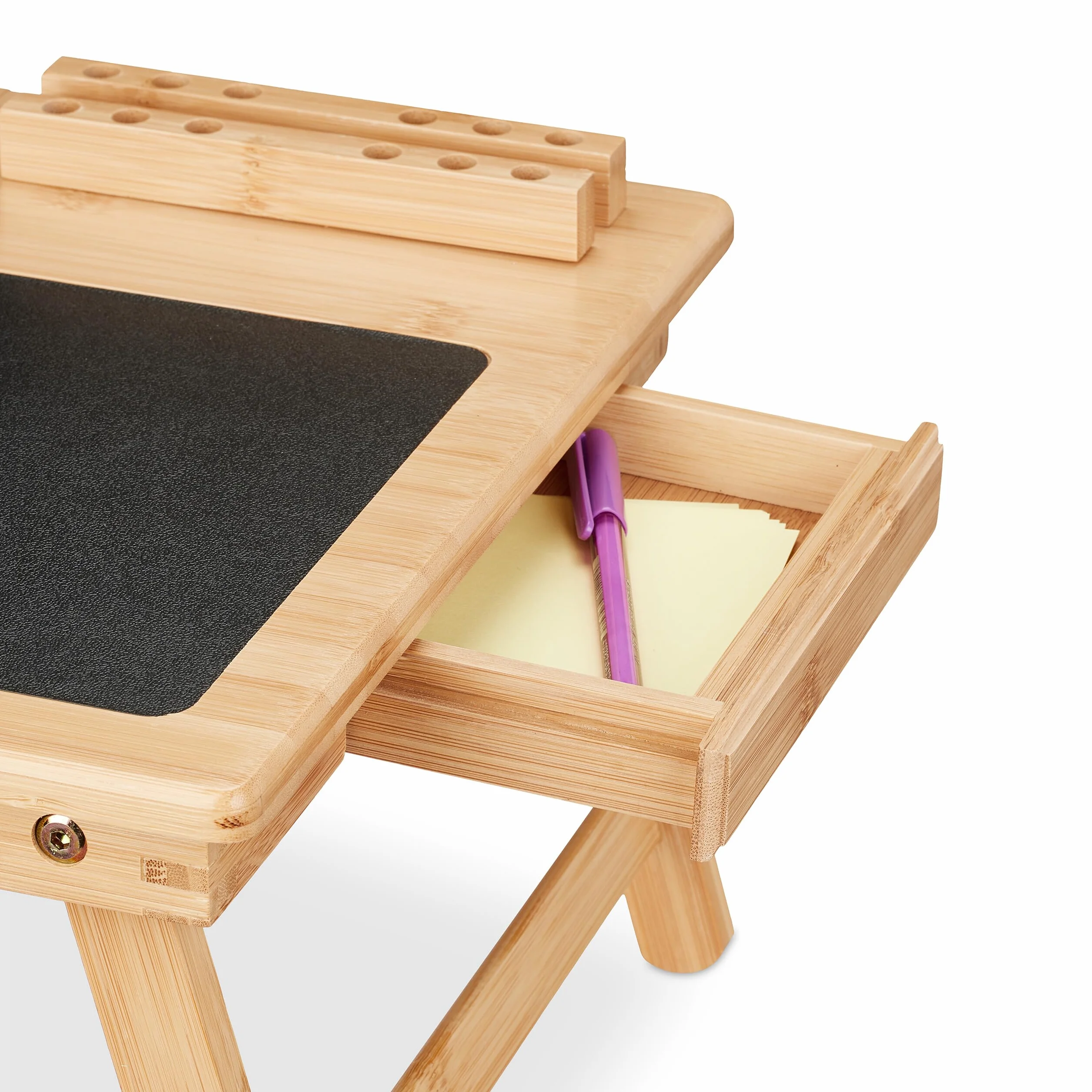 Relaxdays Stolik pod laptopa do łóżka i kanapy, składany stolik do łóżka, (wys. x szer. x gł.): 17,5 x 62 x 34 cm, bambus, szuflada i podkładka pod mysz, kolor naturalny