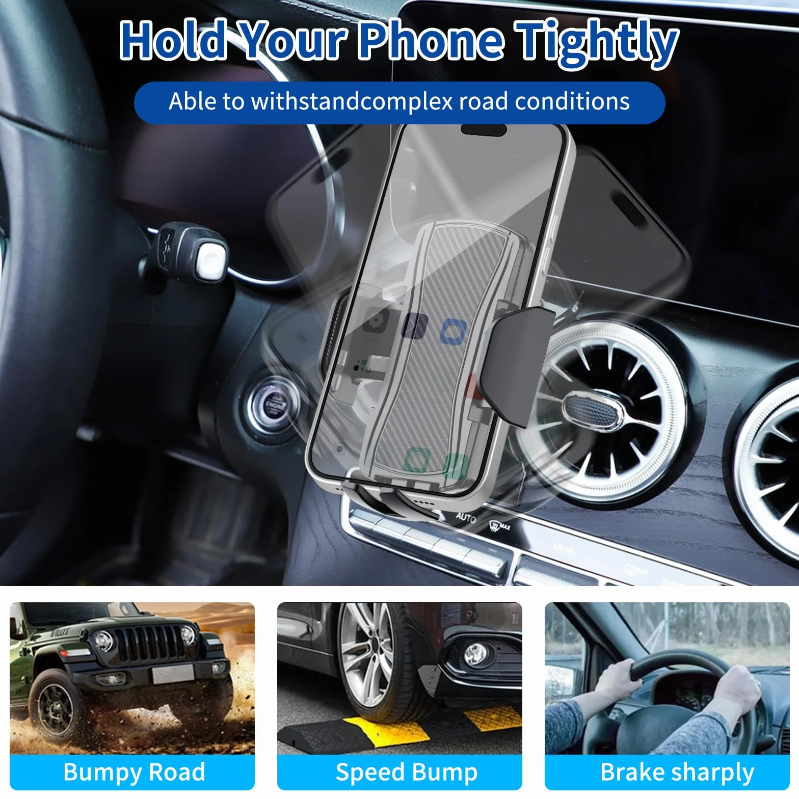 Samochodowy uchwyt na telefon pasuje do Mercedes Benz 2015-2021 klasy C i 2016-2022 GLC uchwyt na telefon, nawigacja, do telefonu komórkowego, akcesoria samochodowe, uchwyt zapobiegający wstrząsom