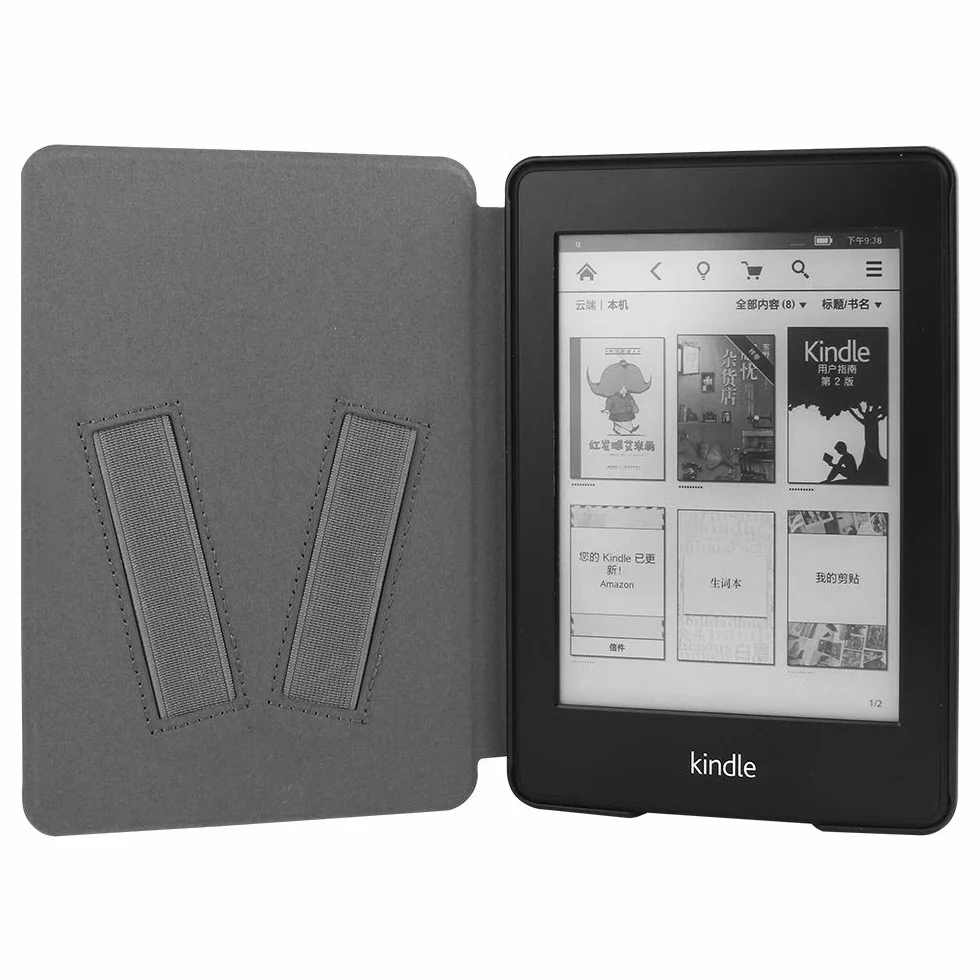 Etui Slimshell na 6-calowy Kindle Paperwhite (10. generacja-2018, model nr: PQ94WIF) z podwójnym paskiem na rękę - wysokiej jakości lekki pokrowiec ze skóry PU z automatycznym uśpieniem/budzeniem