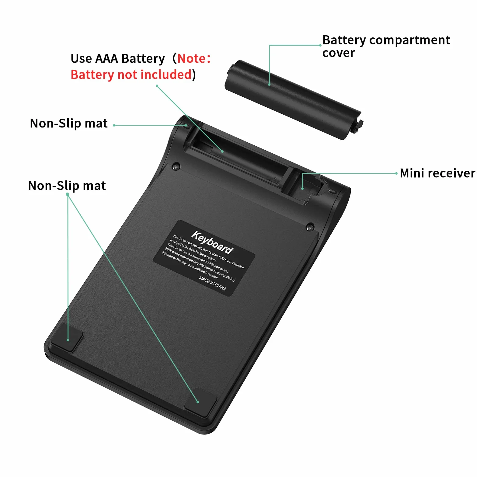 cimetech Bezprzewodowa klawiatura numeryczna, przenośna 2,4 G, ergonomiczna mini klawiatura numeryczna z odbiornikiem USB, 18 przycisków, bloki numerów biurowych do laptopa, notebooka, komputera