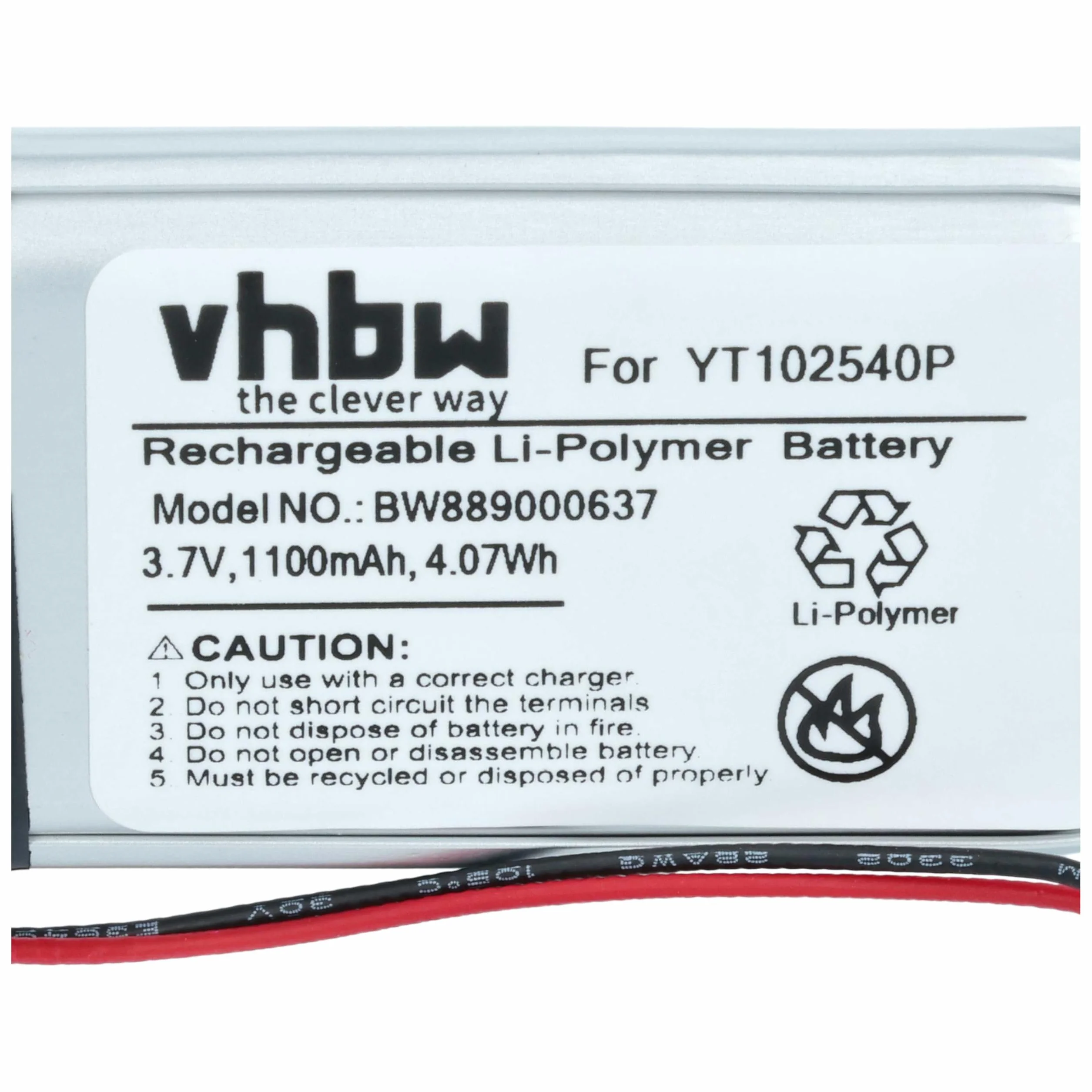 vhbw bateria zastępcza Sena YT102540P 1100mAh 3,7V Li-Poly do słuchawek bezprzewodowych
