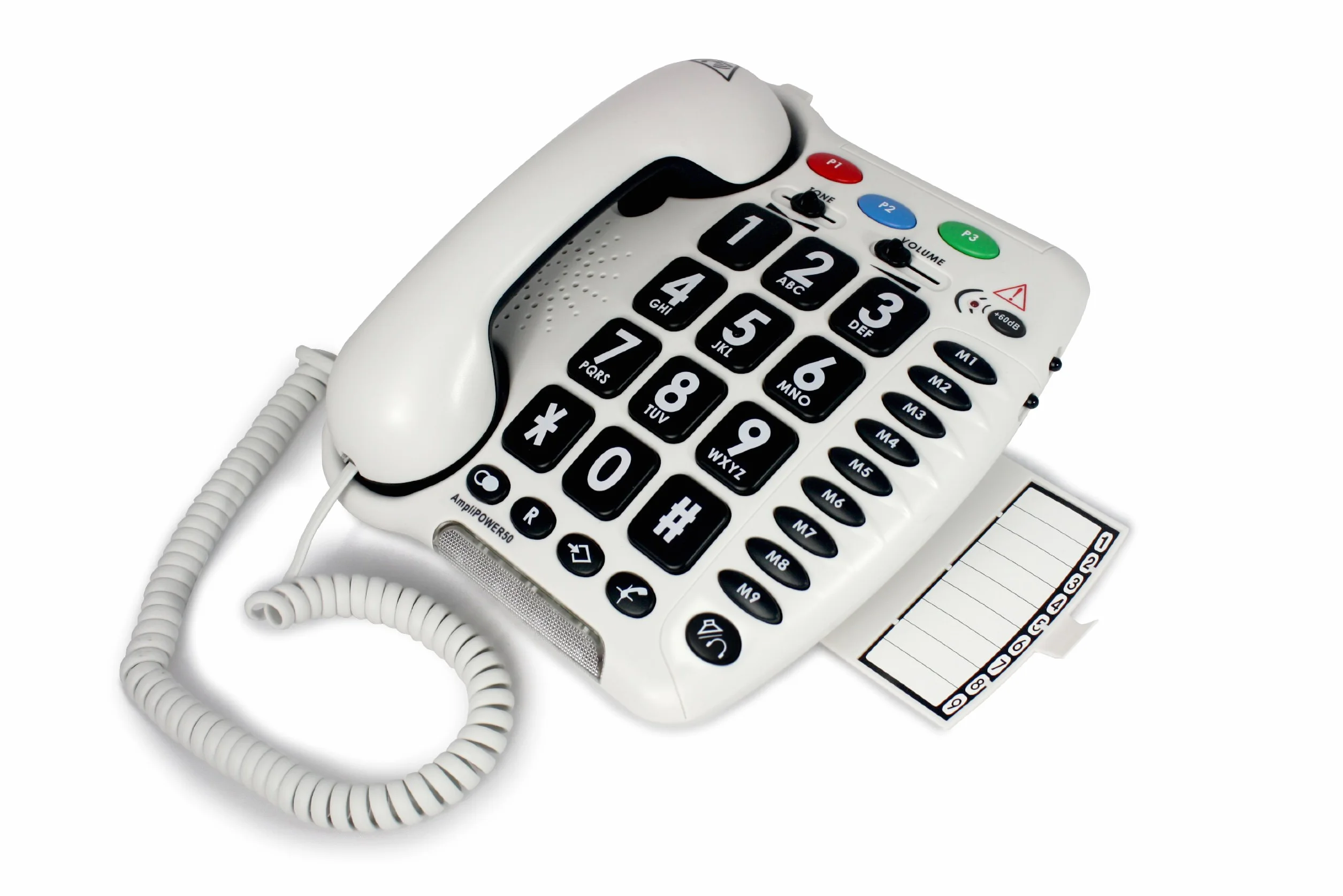 Geemarc Amplipower 50 telefon z dużymi słuchami bardzo głośny 60 dB biały wersja niemiecka