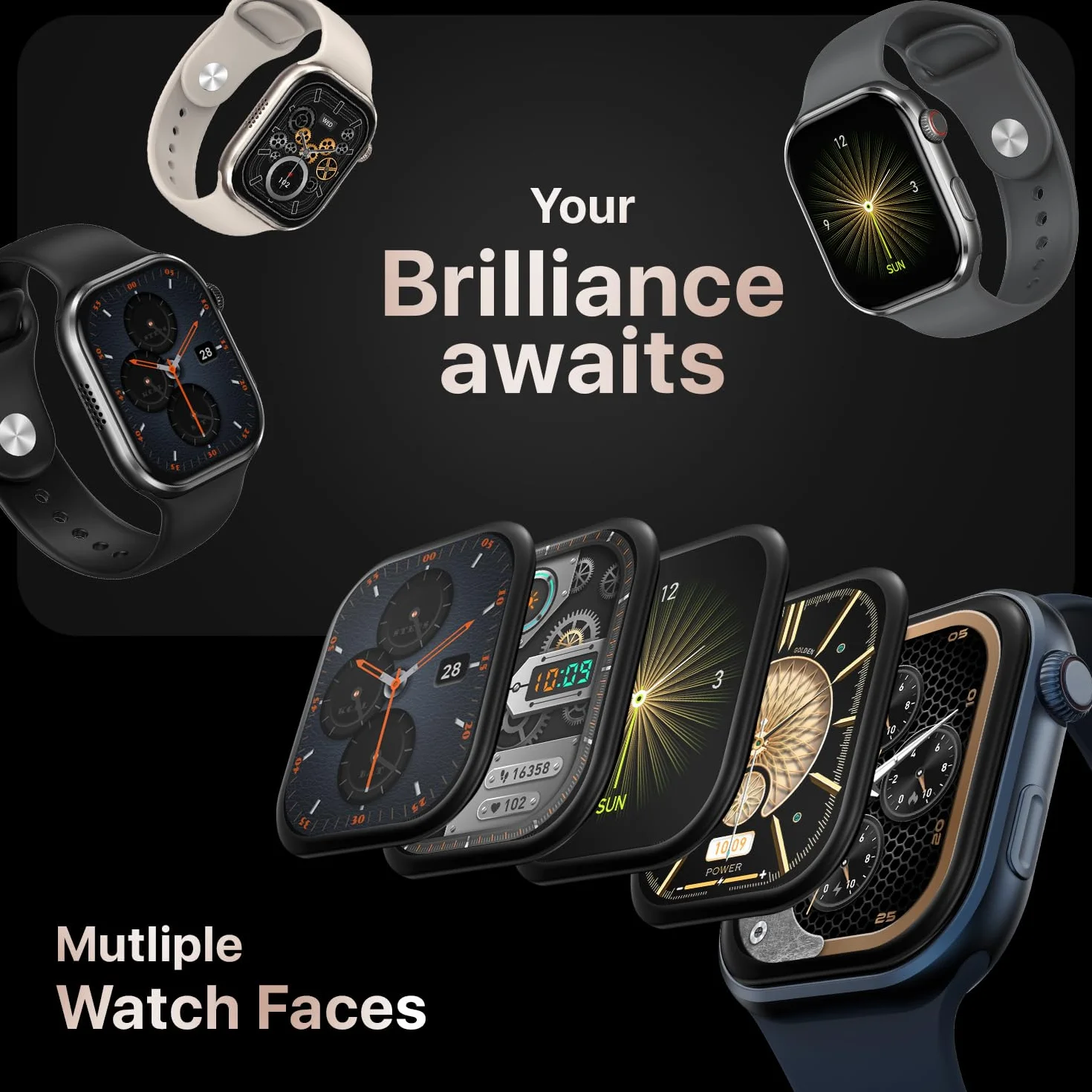 Fire-Boltt Brillia Smart Watch 2-calowy wyświetlacz Super AMOLED, połączenia Bluetooth, SpO2, pulsometr, 120 trybów sportowych, monitor aktywności, asystent głosowy, inteligentny zegarek dla mężczyzn