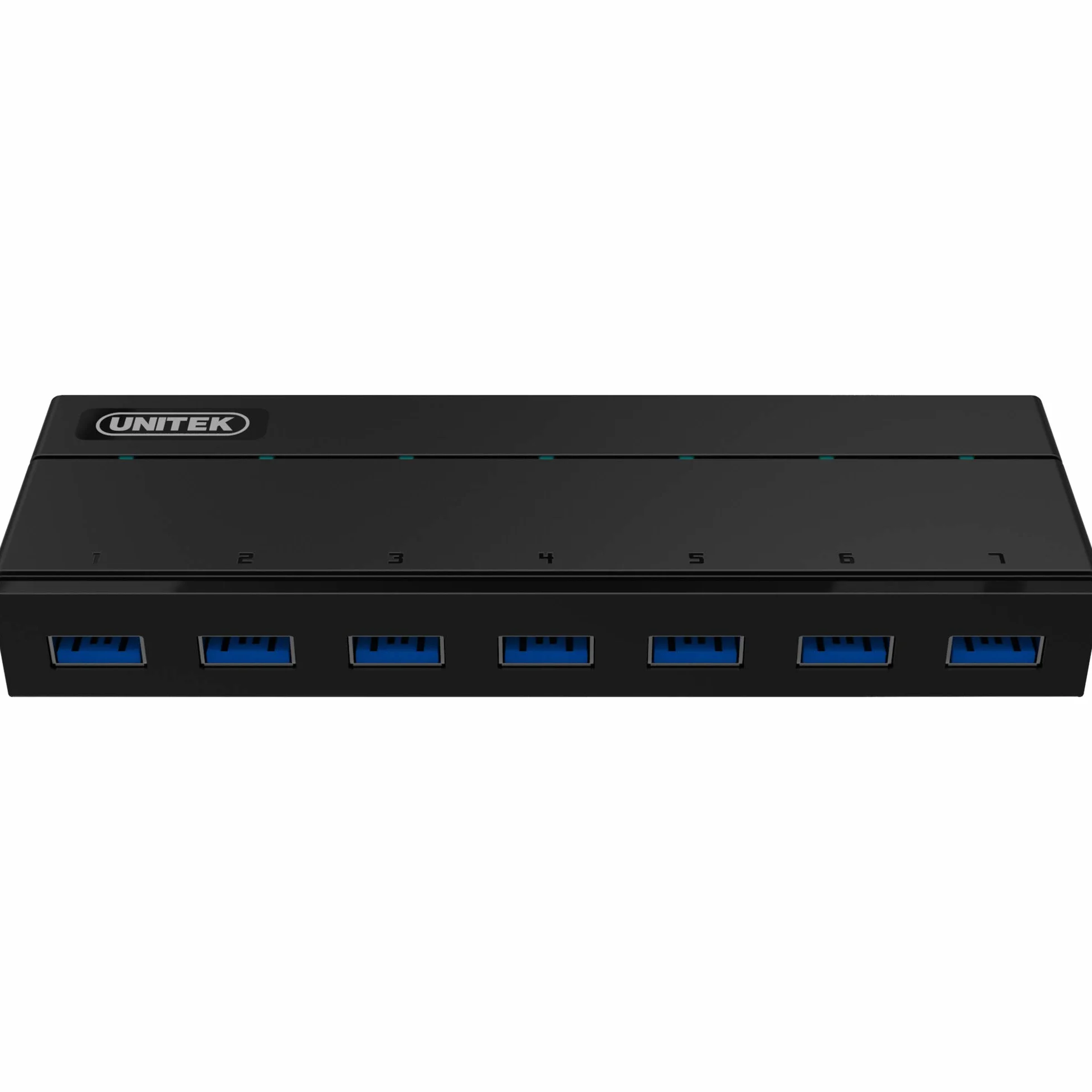 UNITEK Hub 7 portów USB 3.0 aktywny z zasilaniem, hub multiport rozdzielacz do komputera, laptopa, klawiatury, myszy, drukarki, iOS (Mac) + Windows, Plug & Play, czarny