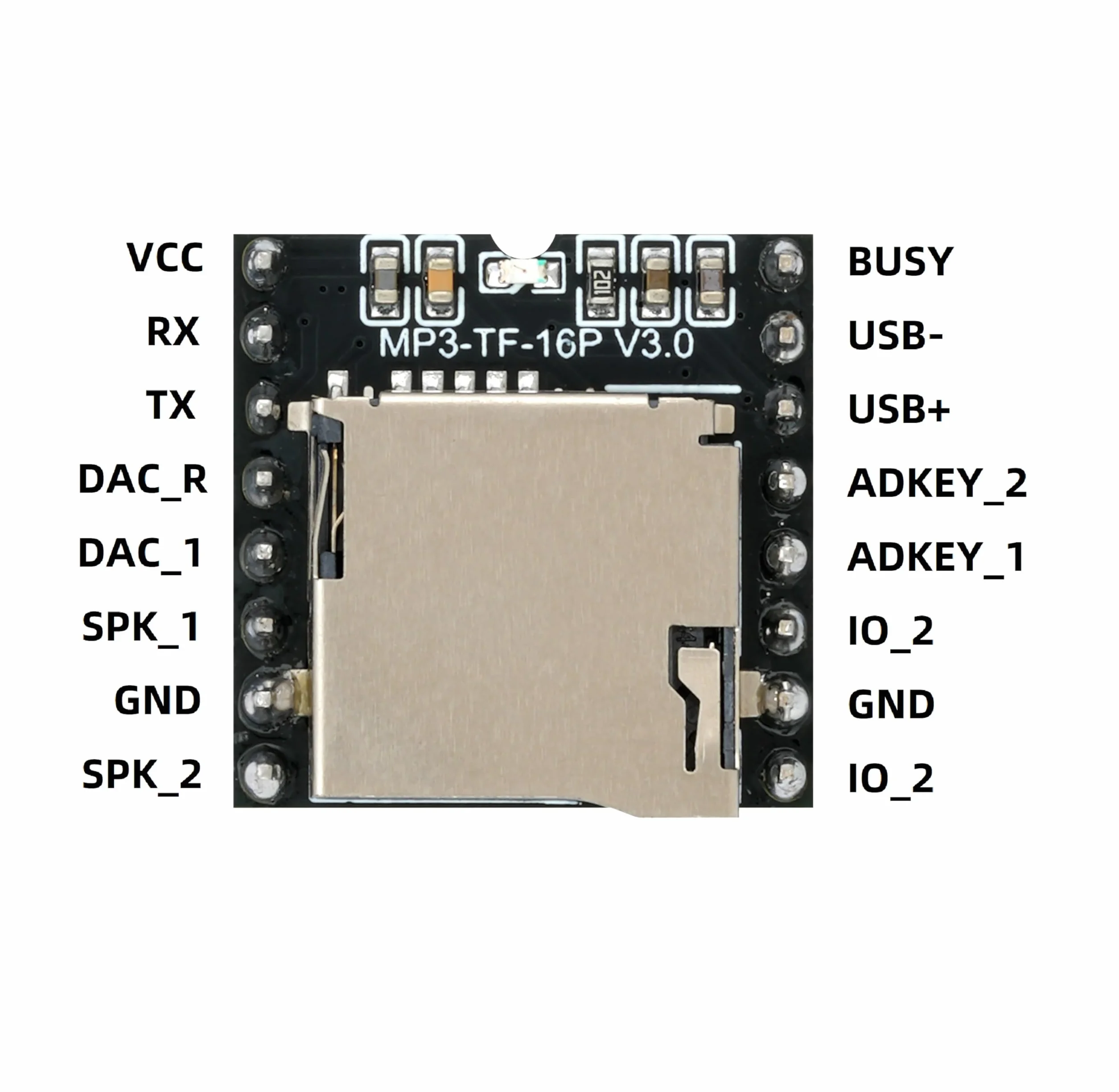 WWZMDiB Moduł mini odtwarzacza MP3 DFPlayer obsługuje kartę TF i pamięć dysku U MP3 WAV WMA dekodowanie kompatybilne z Arduino Raspberry Pi ESP32 STM