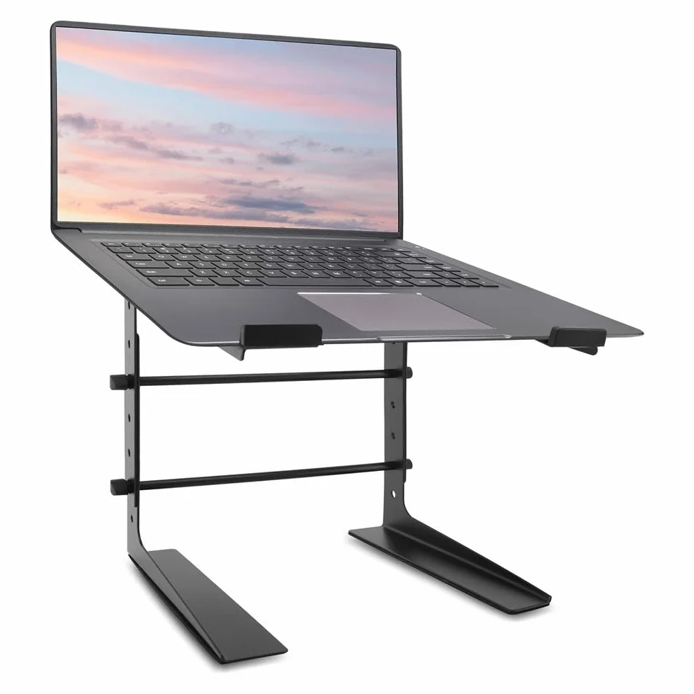 Pyle Regulowany Przenośny Stojak pod Laptop – Antypoślizgowa Platforma z Regulacją Wysokości 6,3–10,9 Cala do Monitora, Laptopa lub Stacji Roboczej, Ergonomiczna Regulacja Wysokości do DJ