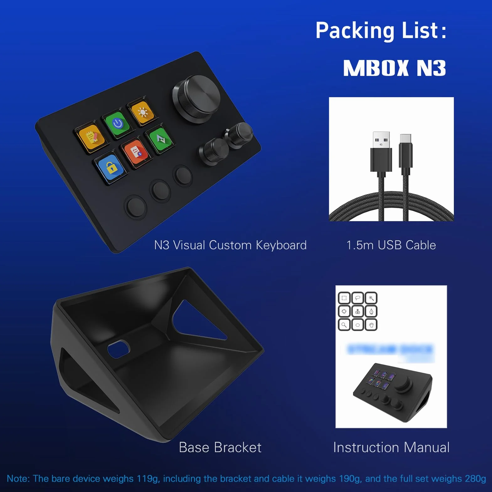 Asixxsix Stream Controller 6 Klawisze do Personalizacji, 3 Metalowe Pokrętła (BLACK)
