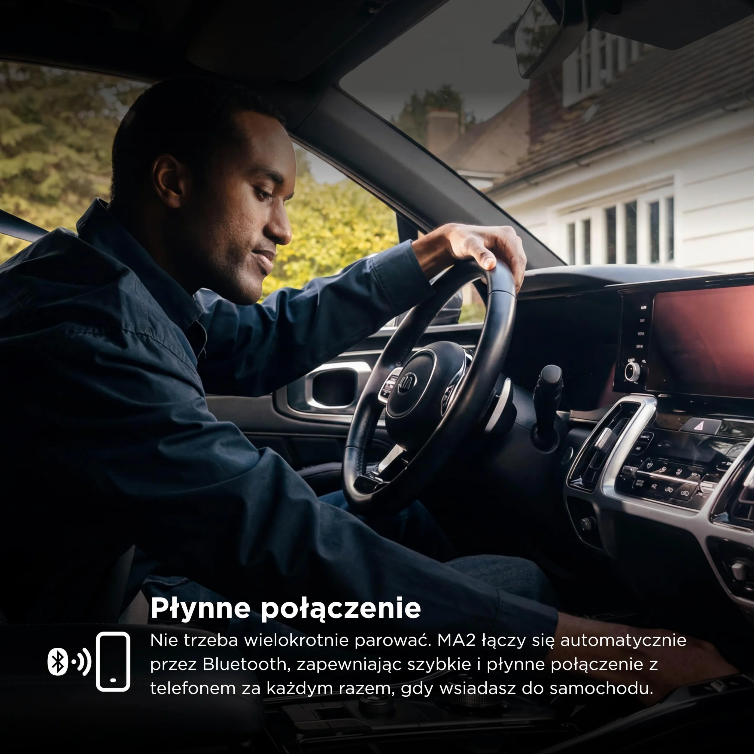 Motorola Drive MA2 adapter bezprzewodowy Android Auto – opracowany przez Google, Wi-Fi 5 GHz, automatyczne połączenie Bluetooth, USB-A i USB-C, wielopunktowe
