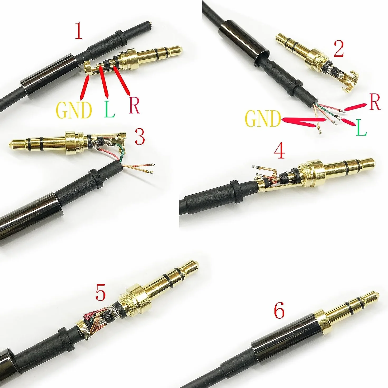 RUNCCI-YUN 7 szt. wtyczek stereo 3,5 mm, gniazdo audio 1/8" typu lutowane 3,5 mm złącze DIY 3,5 mm gniazdo słuchawkowe zamienne gniazdo audio 3,5 metalowa naprawa TRS 3-biegunowa wtyczka męska stereo