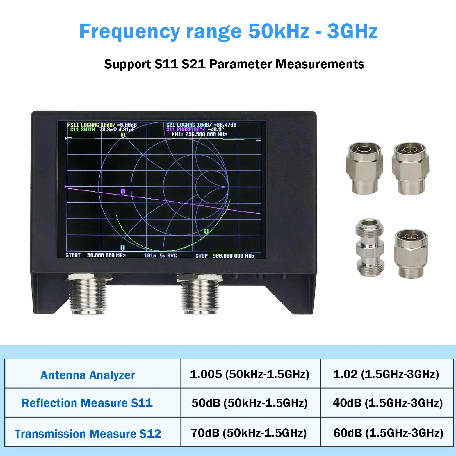AURSINC NanoVNA Analizator sieci wektorowych 10 kHz-1,5 GHz V3.5 HF VHF UHF, analizator anteny, pomiary parametrów