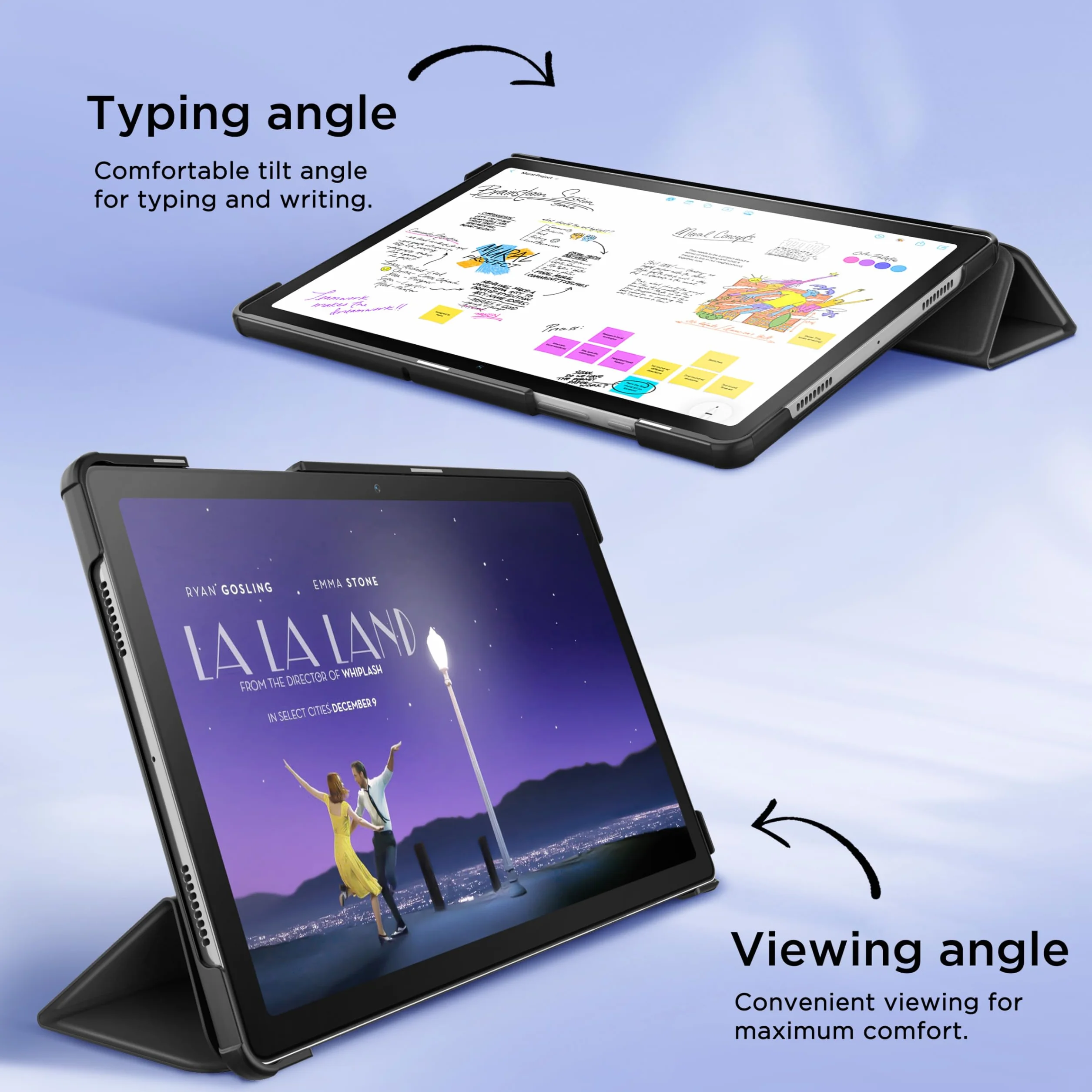 Etui do tabletu Samsung Galaxy Tab A11+ Plus A9+ 11 cali 2025, ultracienka obudowa z poliuretanowym tworzywem sztucznym, stojak, automatyczne uśpienie/budzenie, czarna