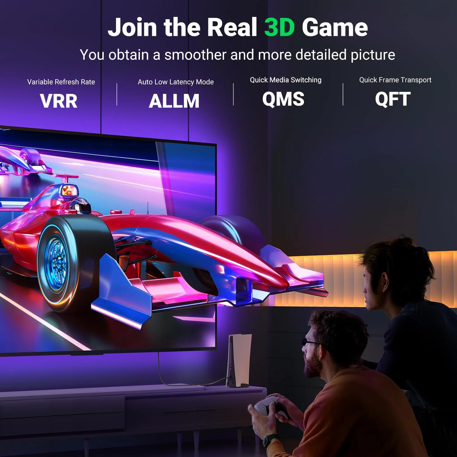 UGREEN Przedłużacz 8K HDMI 2.1 Żeński na Męski Przedłużacz HDMI UHD 8K, 3D, ARC, Ethernet Przedłużacz Kabla Obsługuje PS5 PS4 PS3 Przełącznik Xbox Monitor Laptop PC itp. (0,5M)