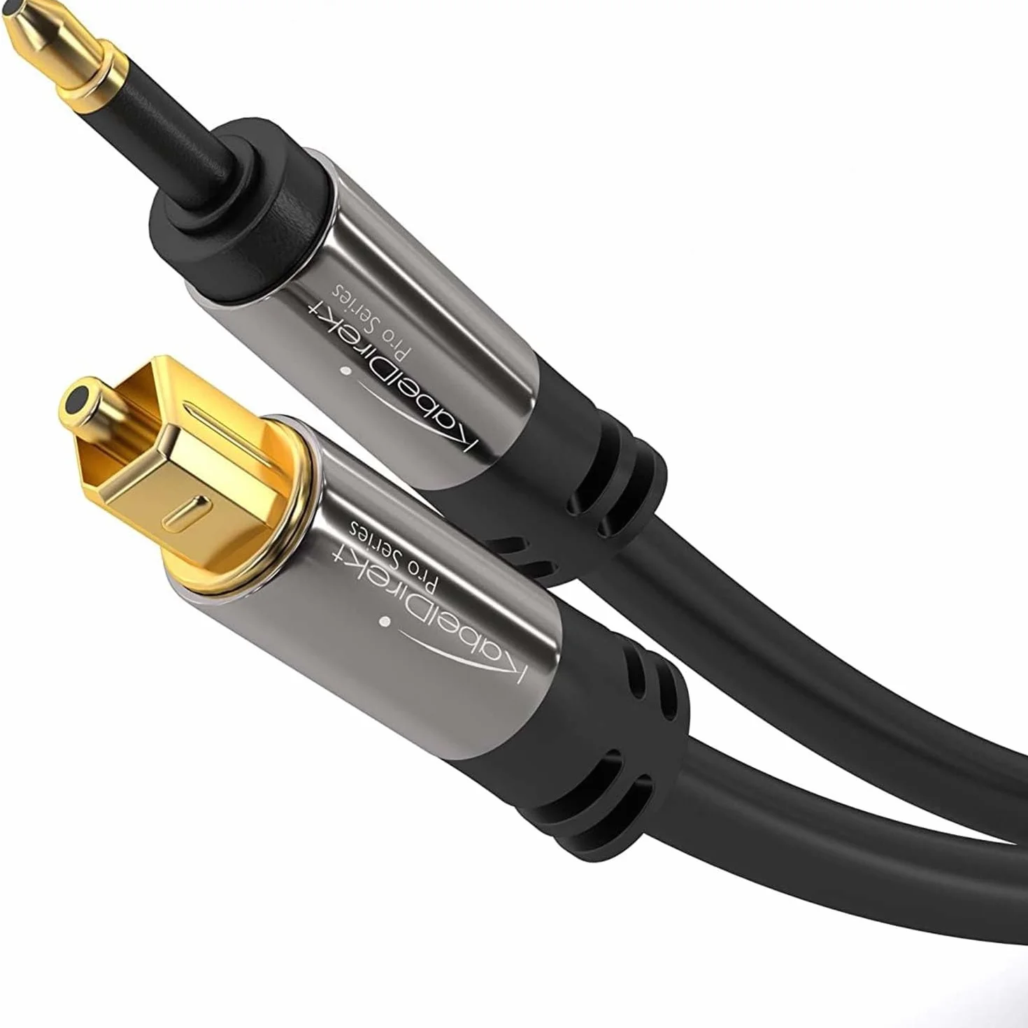 KabelDirekt – Przewód optyczny cyfrowy audio Mini-TOSLINK 0,5m (Mini-TOSLINK > TOSLINK) – PRO Series