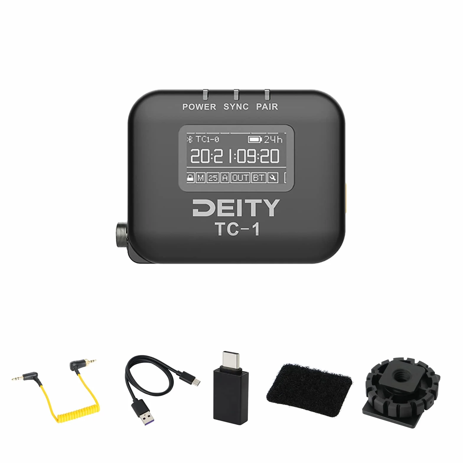 Deity TC-1 Bezprzewodowy generator kodów czasowych, radio 2,4 G, Bluetooth 5.0, obsługa aplikacji, kod, kod, z uchwytem na zimną stopkę DSLR, do nagrywania filmów (1 szt.)