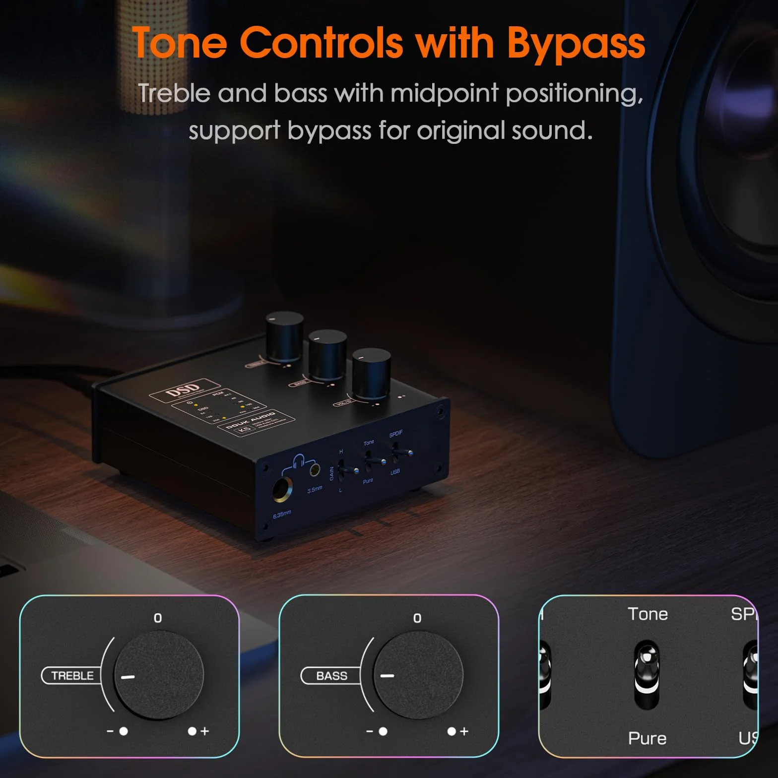 Douk Audio K5 PC DAC wzmacniacz słuchawkowy z wejściem USB i optycznym DSD256 do wzmacniaczy, głośników, komputerów Mac i PC
