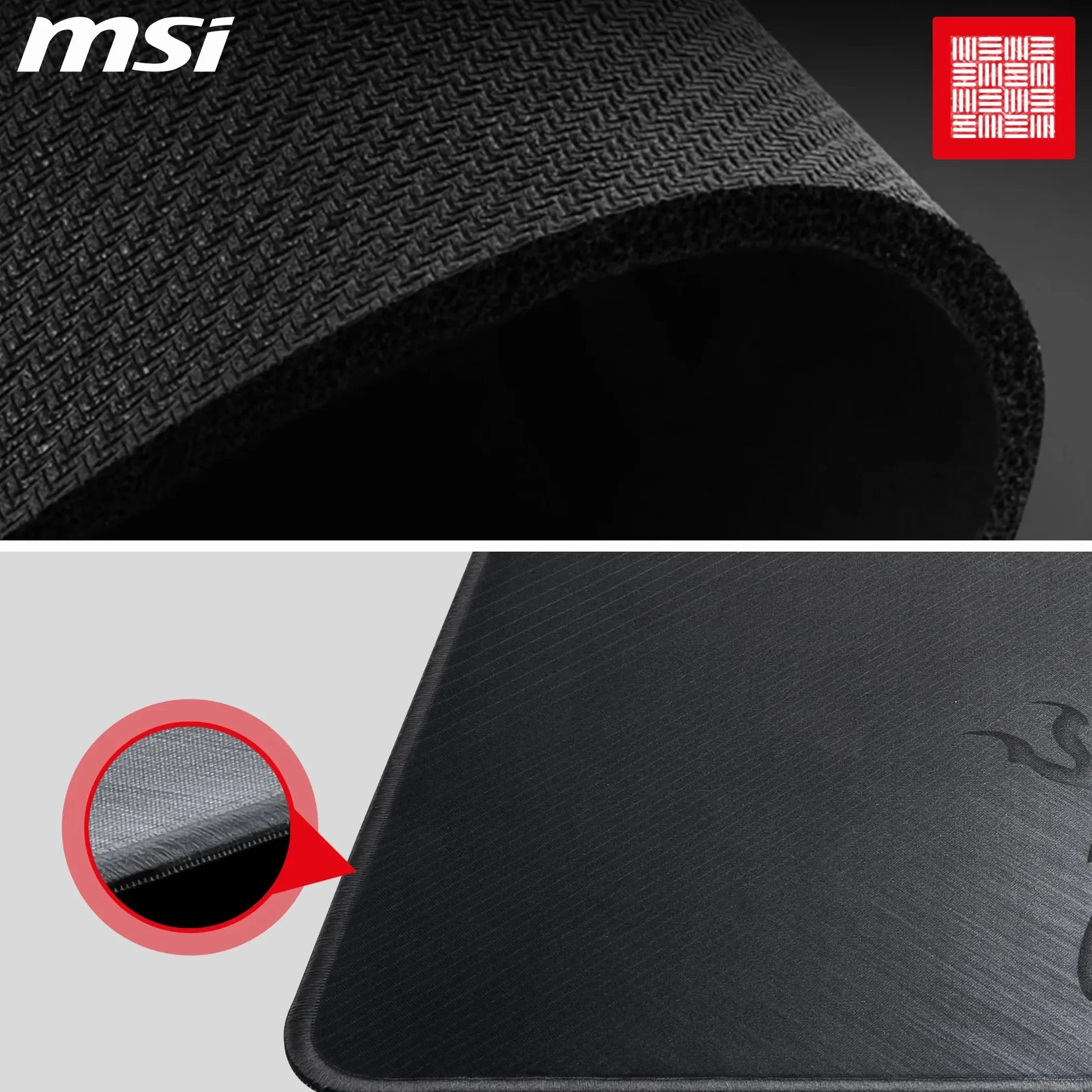 MSI AGILITY GD21 podkładka pod mysz do gier, powierzchnia tekstylna o niskim tarciu, miękkie szwy krawędziowe, antypoślizgowa podstawa, 320 x 220 x 3 mm