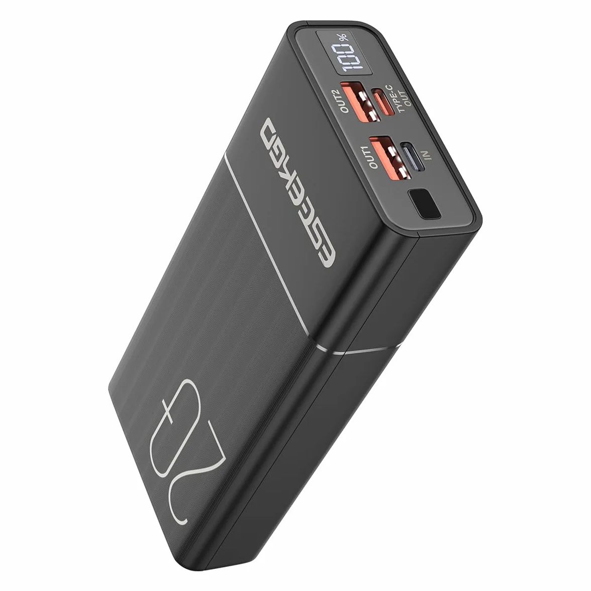 Ultraszybkie ładowanie 20000 mAh 22,5 W, 3 porty wyjściowe, wyświetlacz LED QC 3.0, powerbank z bezpłatnym kablem do ładowania USB-C na USB-C o długości 0,4 m i wbudowaną ochroną