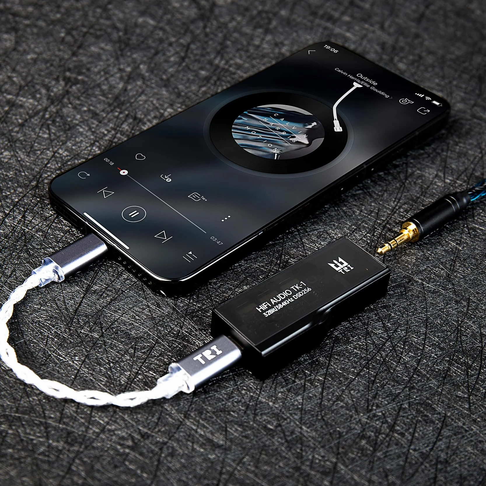 Yinyoo TRI TK1 Protable DAC wzmacniacz słuchawkowy, podwójne chipy CS43131, 32 bity, 384 kHz, DSD256, Dongle DAC, do audio Hi-Fi, z kablem przejściowym USB-C na USB-C, do gniazda słuchawkowego 3,5 mm